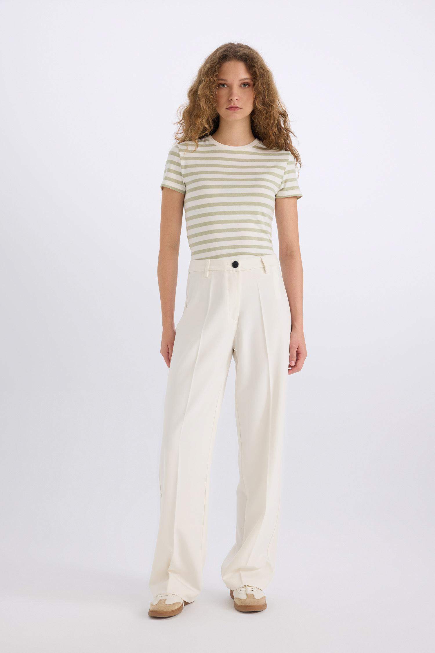 Wide Leg High Waist Standard Length Trousers