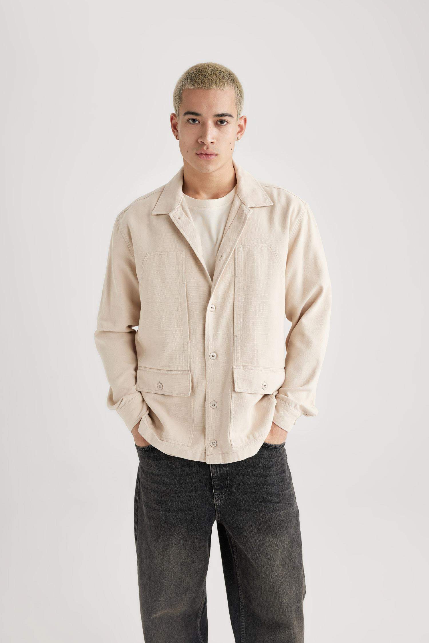 Relax Fit Cepli Pamuklu Uzun Kollu Gömlek