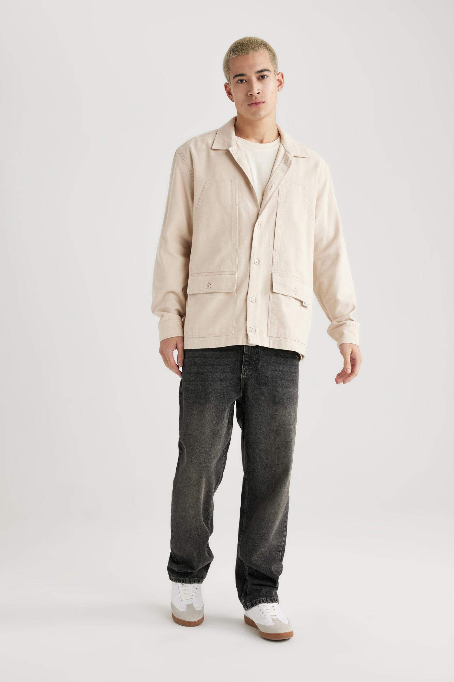 Relax Fit Cepli Pamuklu Uzun Kollu Gömlek