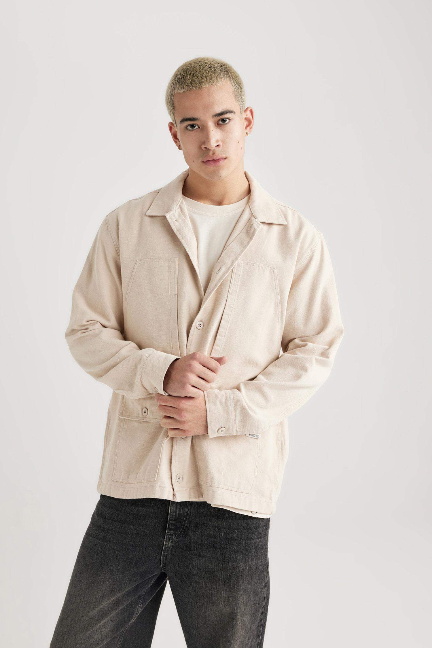 Relax Fit Cepli Pamuklu Uzun Kollu Gömlek