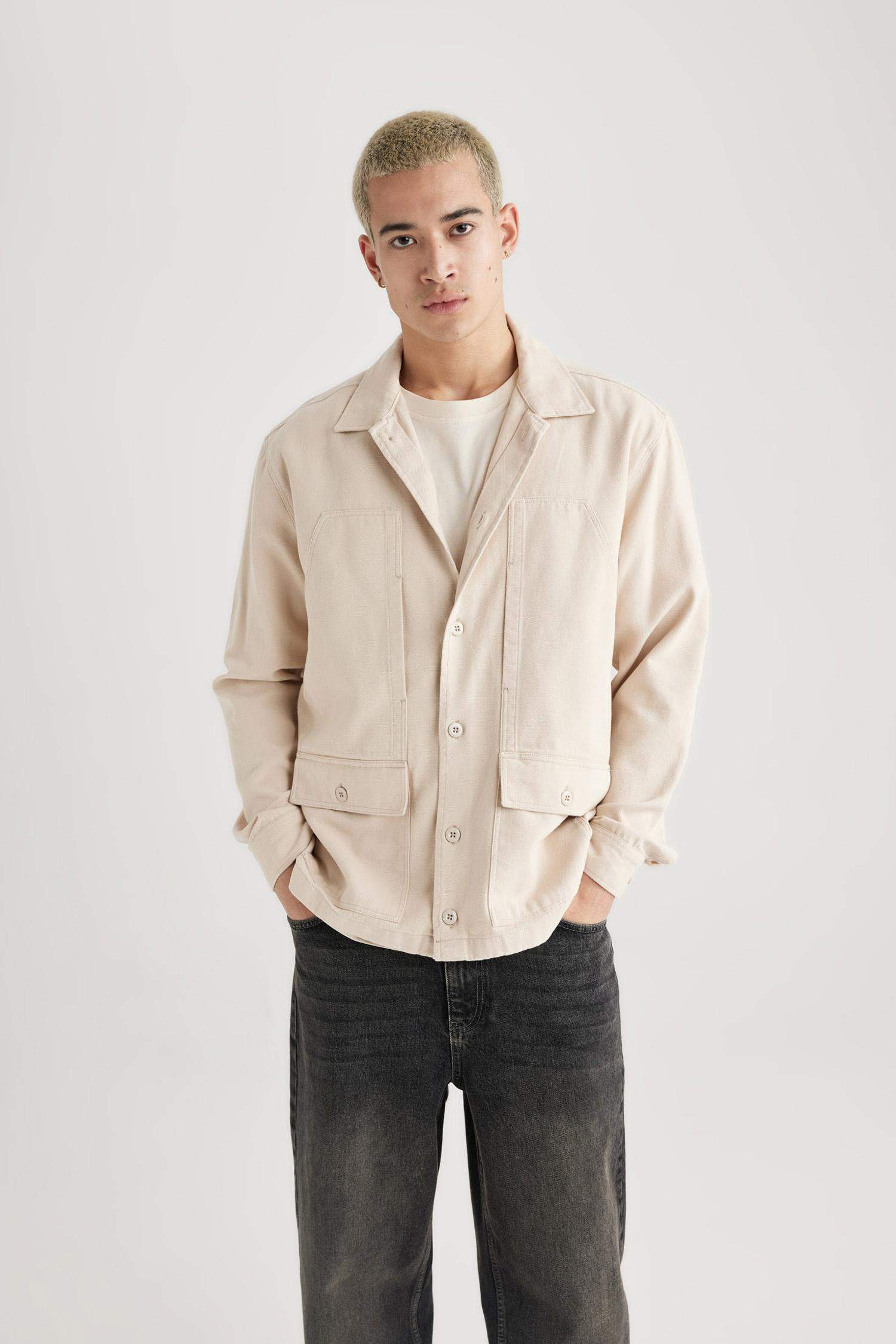 Relax Fit Cepli Pamuklu Uzun Kollu Gömlek