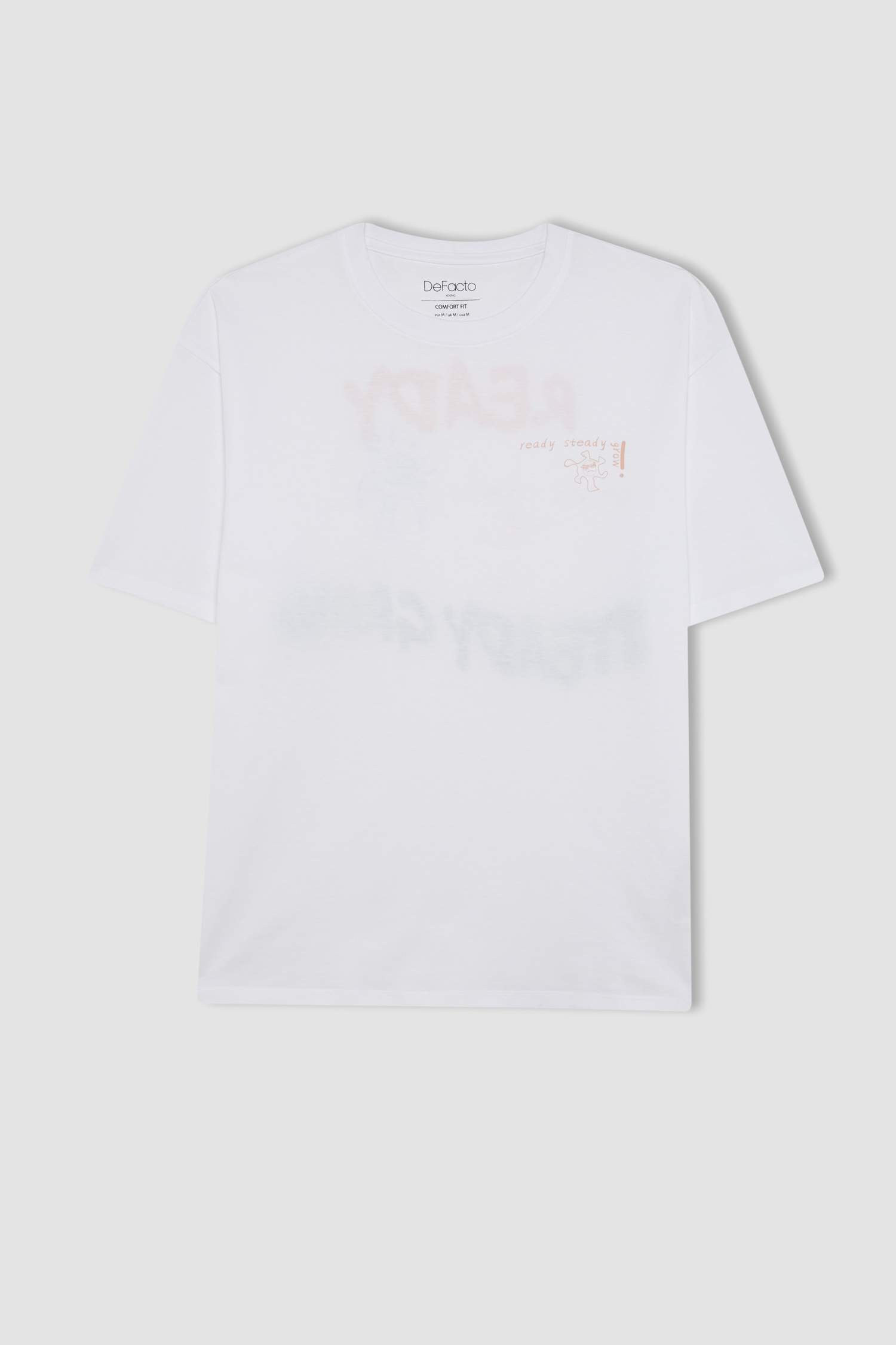 Comfort Regular Fit Rahat Kalıp Bisiklet Yaka Sırt Baskılı Kısa Kollu Tişört