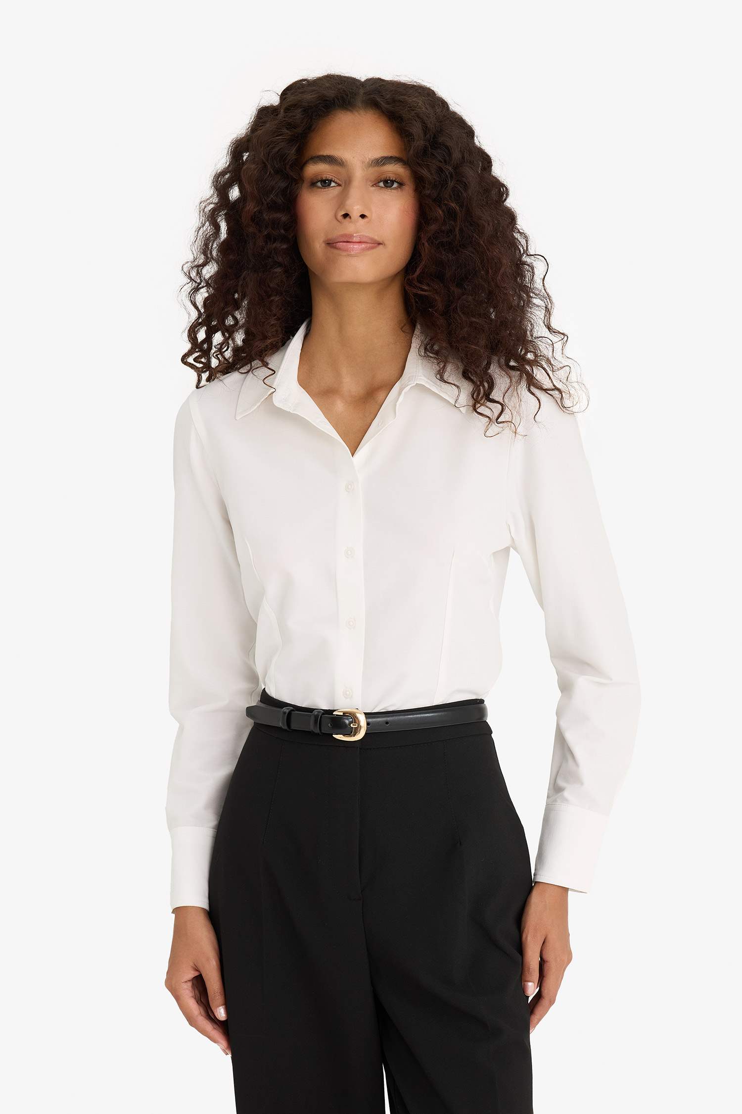 Fitted Bengaline Long Sleeve Shirt