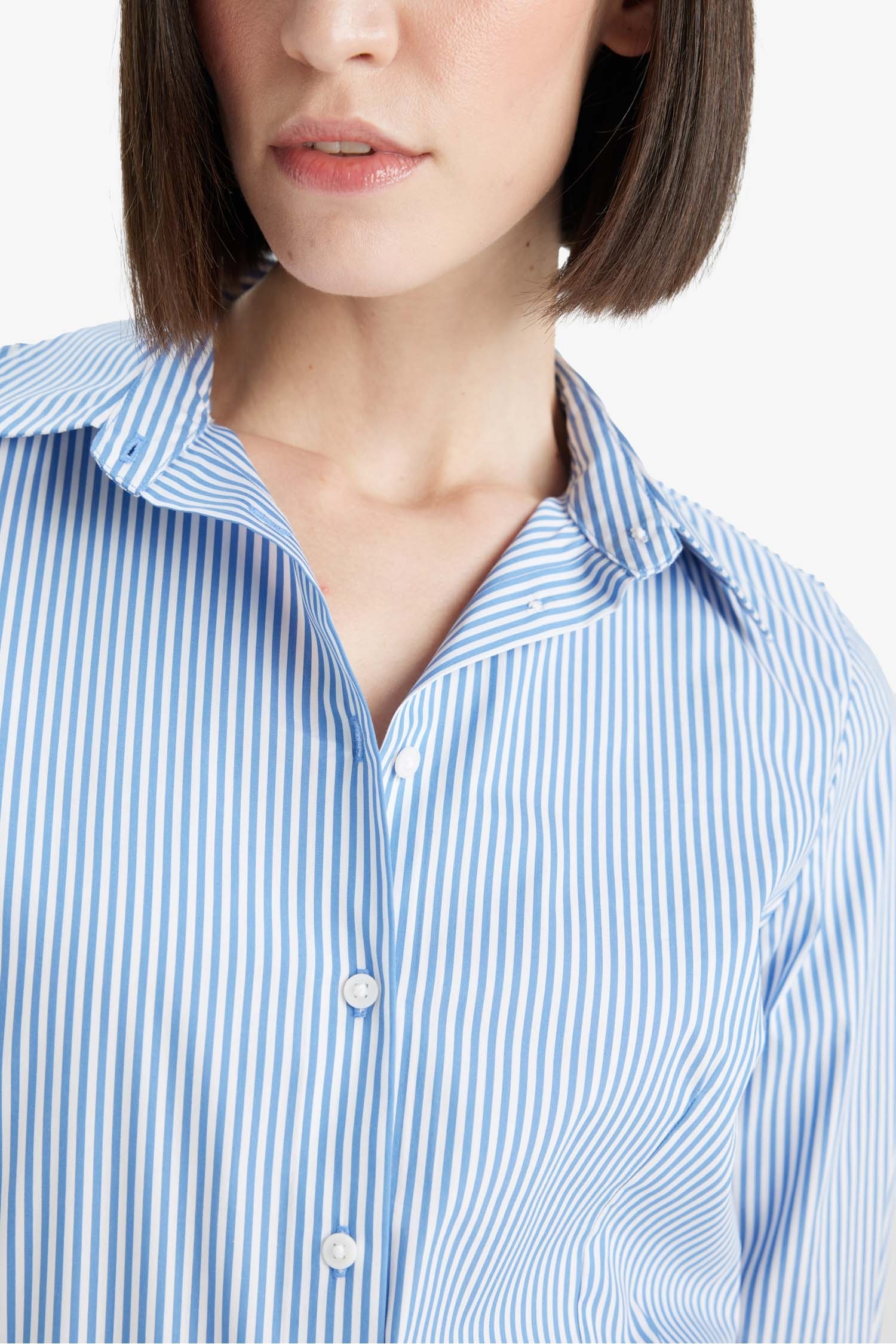 Slim Fit Shirt Collar Striped Long Sleeve Shirt