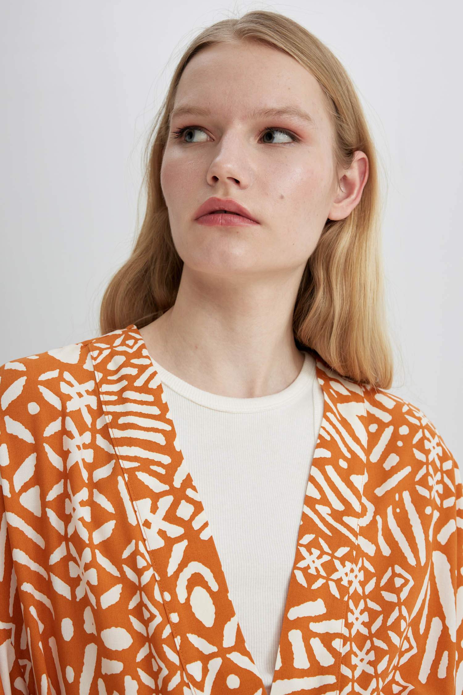 Oversize Fit Shawl Collar Long Sleeve Blouse