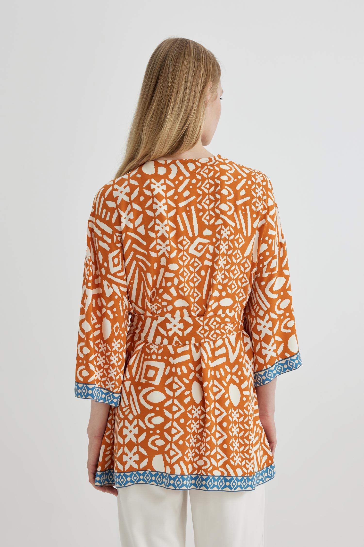 Oversize Fit Shawl Collar Long Sleeve Blouse