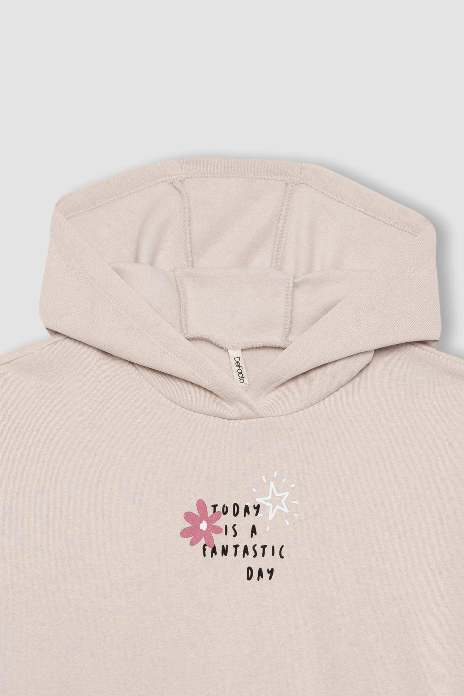 سويت شيرت بناتي اوفر سايز بجيب ببطانة ناعمة