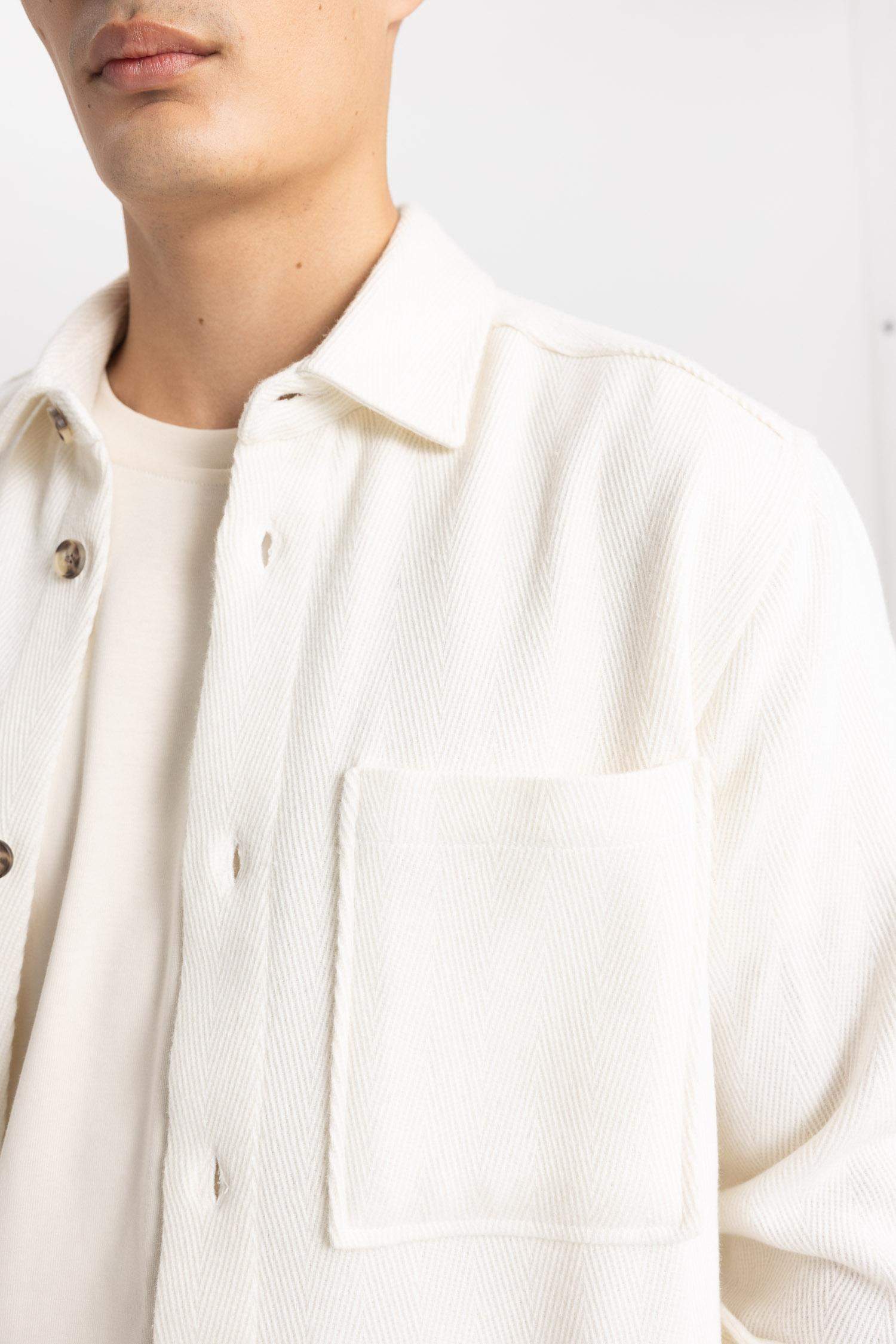 Regular Fit Polo Collar Cotton Long Sleeve Shirt Jacket