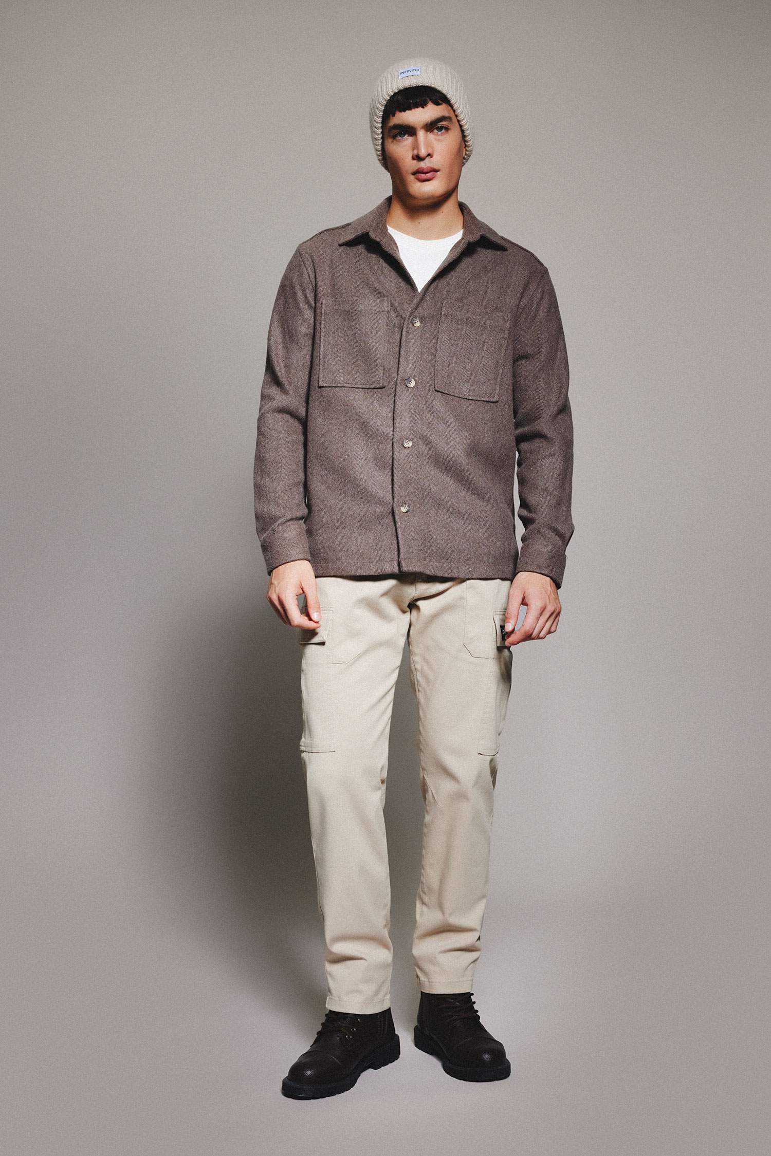 Regular Fit Polo Yaka Cepli Pamuklu Uzun Kollu Gömlek