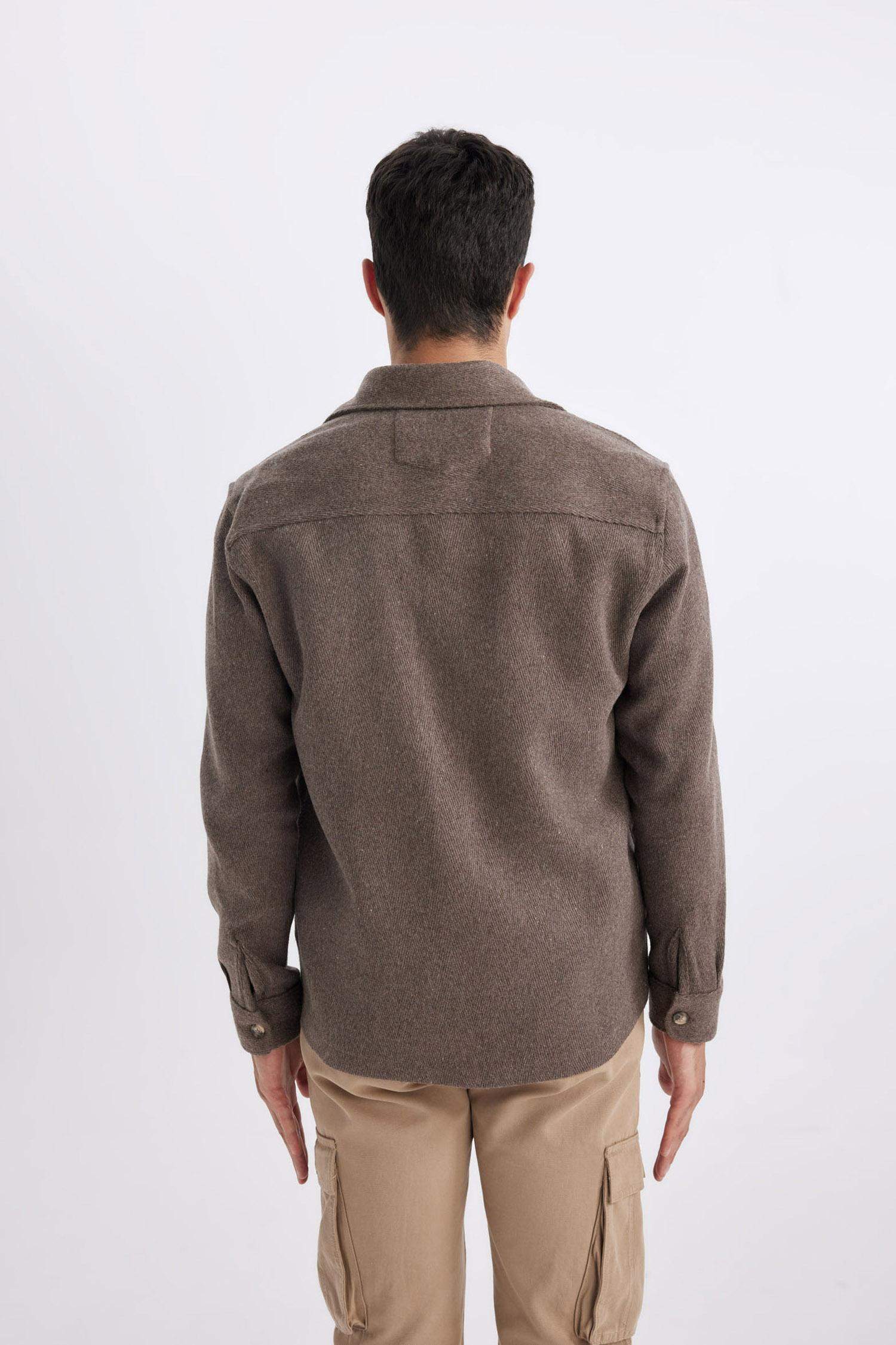 Regular Fit Polo Yaka Cepli Pamuklu Uzun Kollu Gömlek