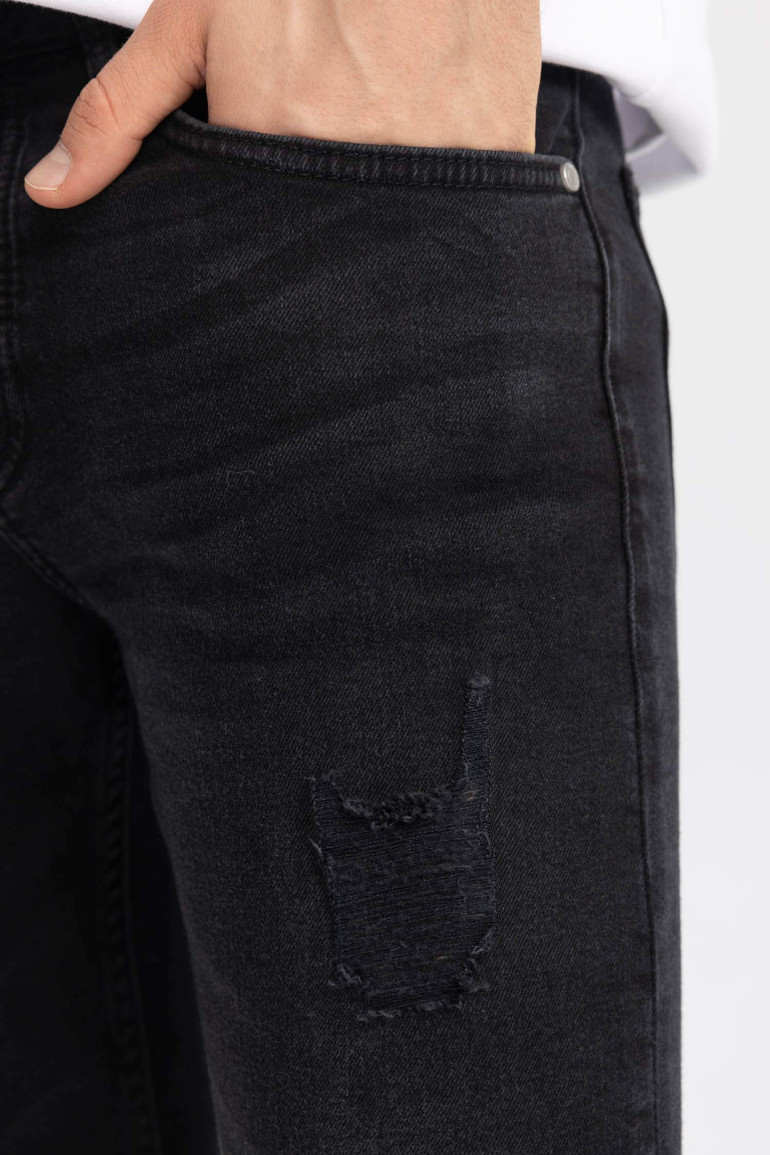 Pantalon Jean Skinny Coupe Confort avec Détails Déchirés