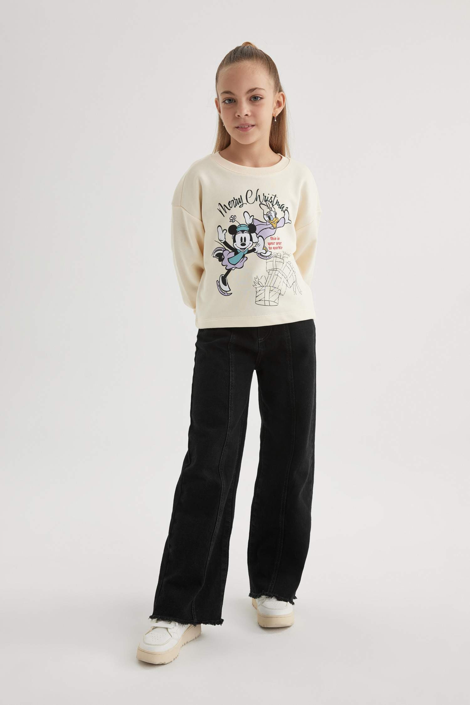 Girl Disney Mickey Mouse & Friends Crew Neck Sweatshirt