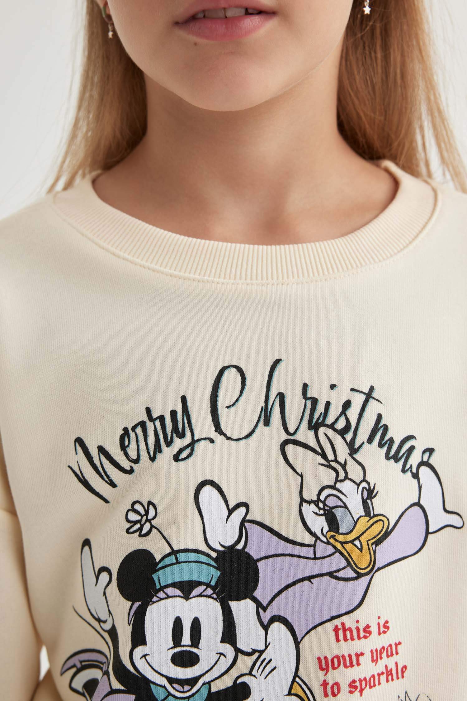 Girl Disney Mickey Mouse & Friends Crew Neck Sweatshirt