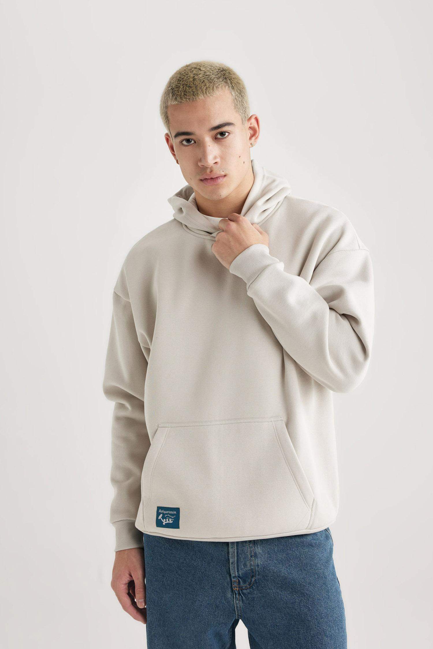 Oversize Fit Hooded Printed Sweatshirt
