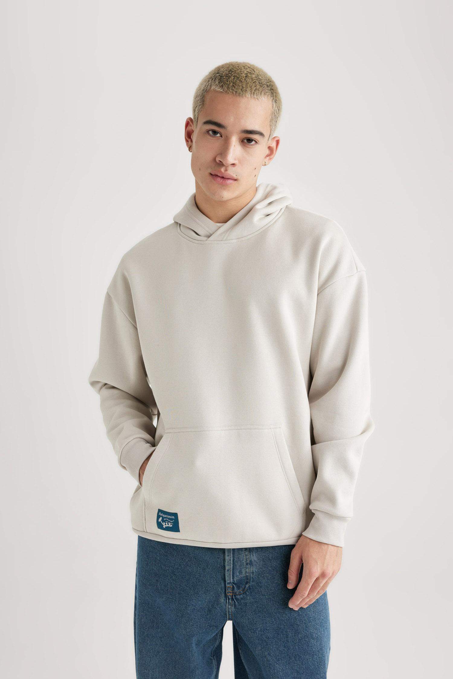 Oversize Fit Hooded Printed Sweatshirt
