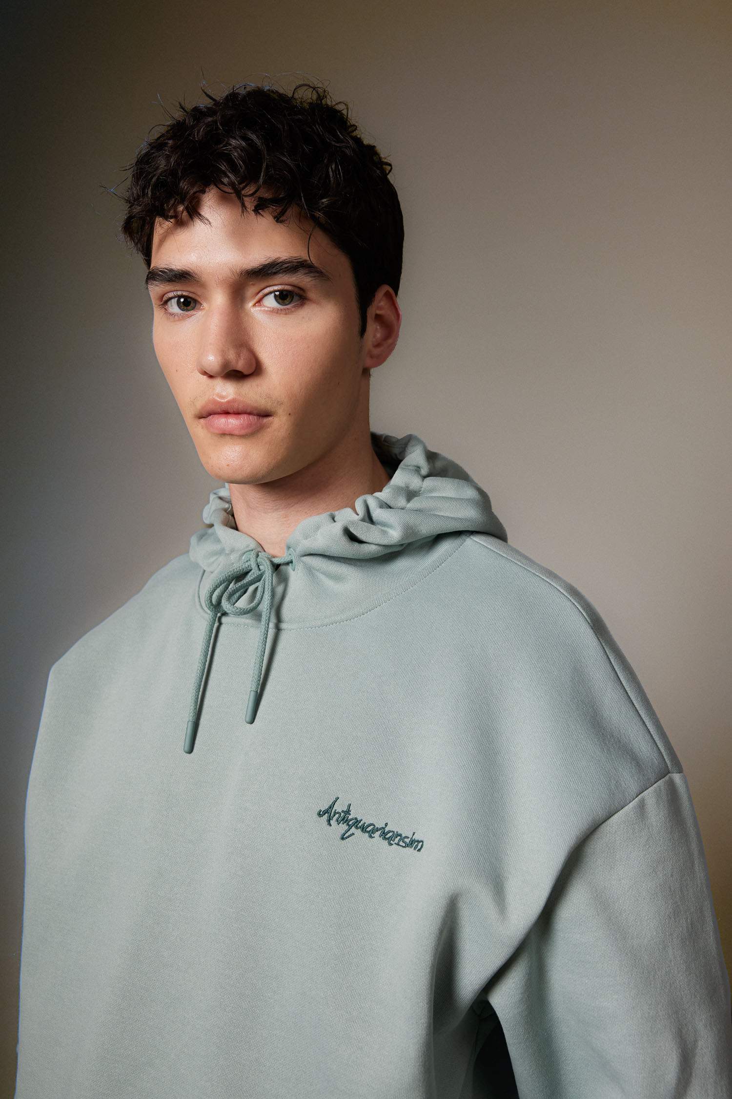 Oversize Fit Back Printed Hooded Pocket Sweatshirt