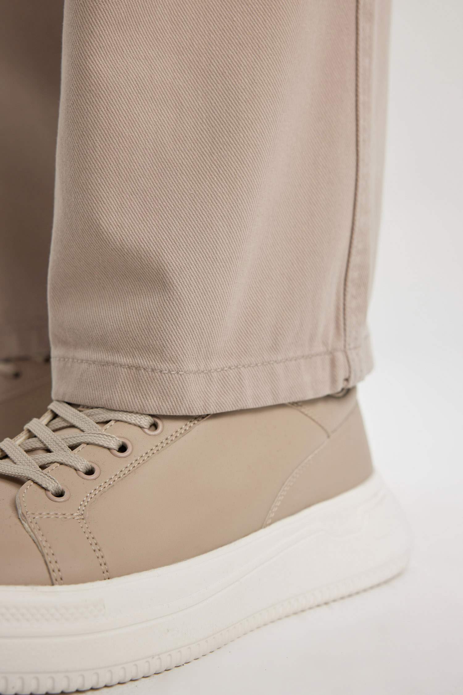 Gabardin Pantolon Baggy Fit Bol Rahat Kesim Cepli Düz Paça 