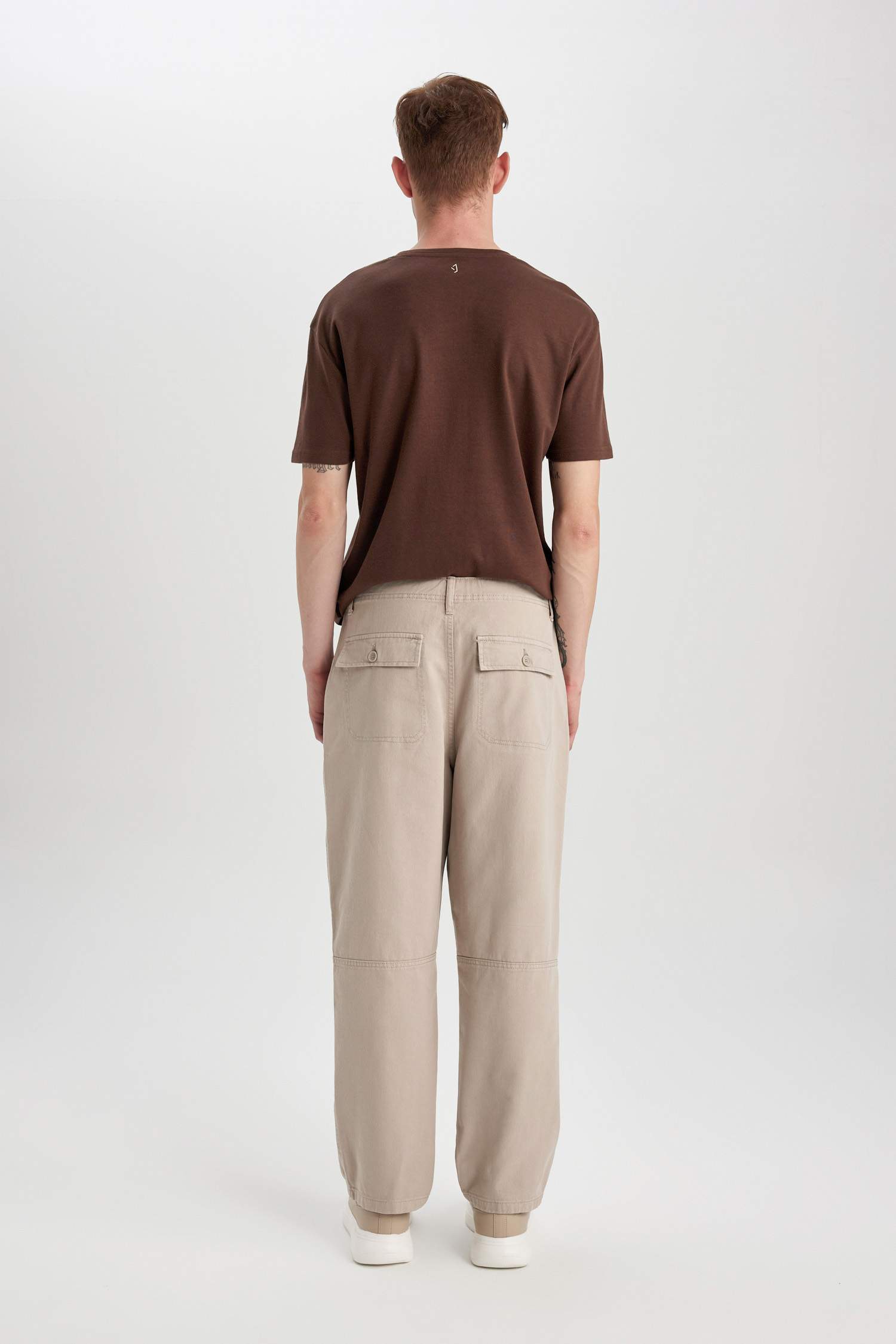 Gabardin Pantolon Baggy Fit Bol Rahat Kesim Cepli Düz Paça 