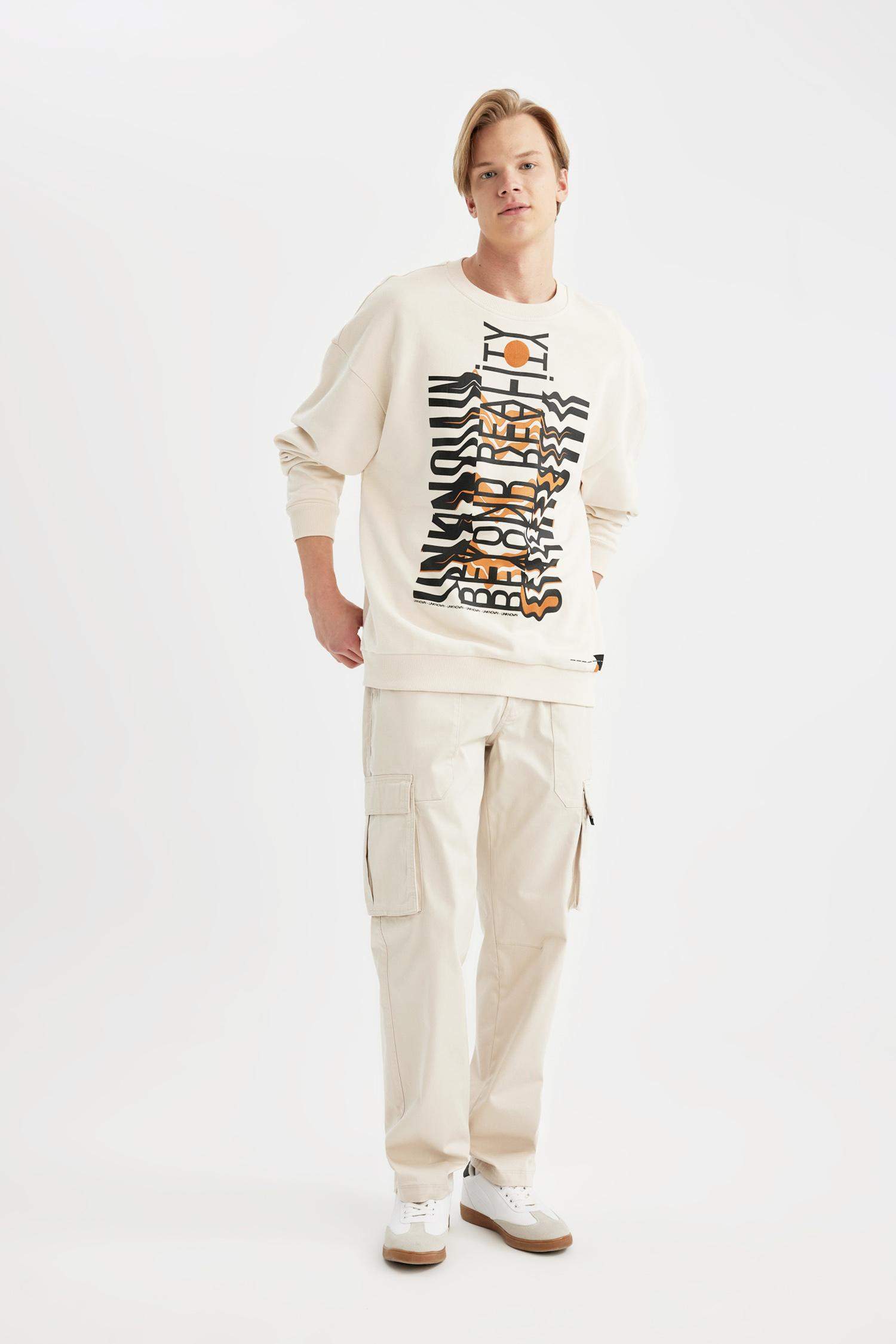 سويت شيرت اوفر سايز مطبوع برقبة مستديرة