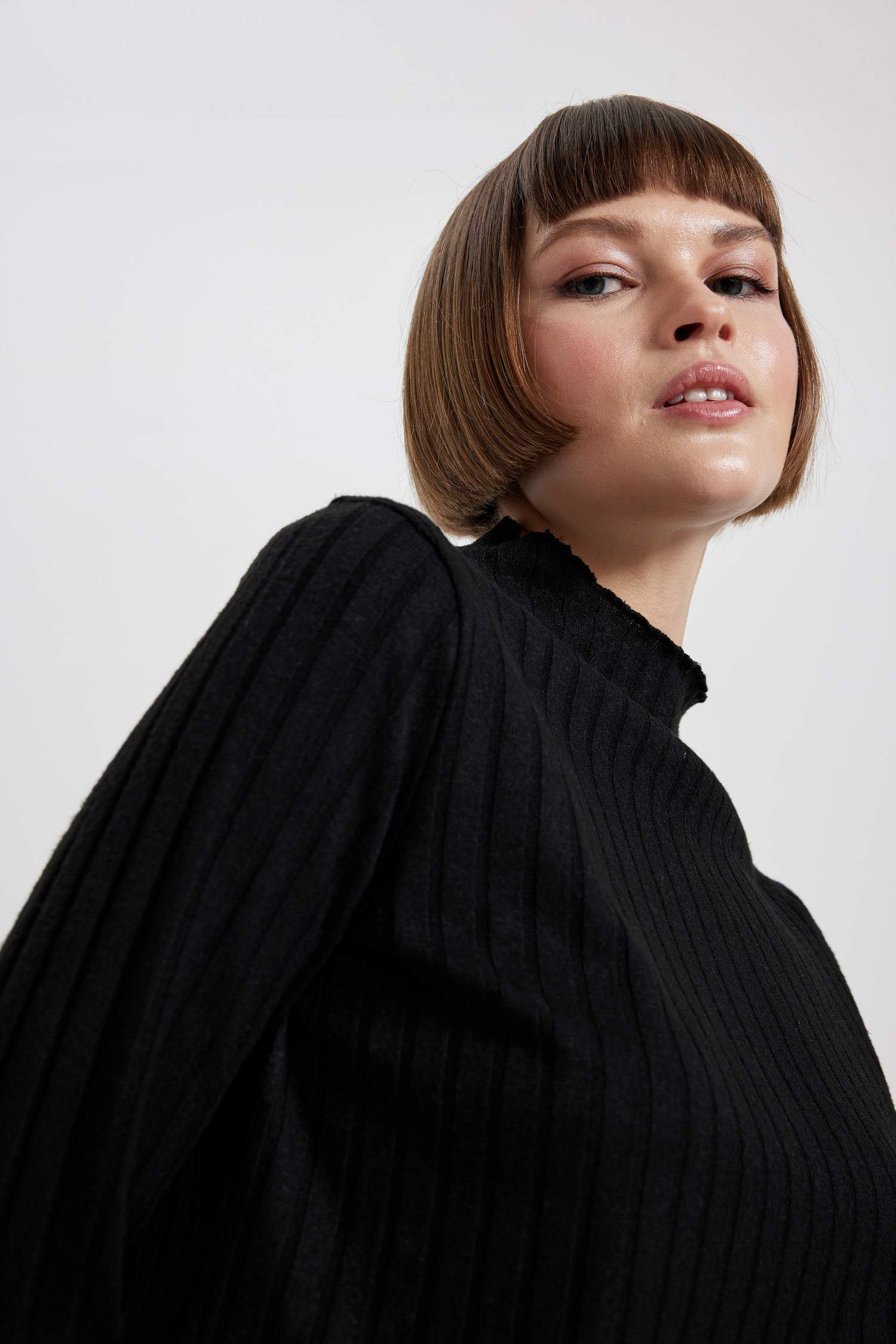 Slim Fit Half Turtleneck Corduroy Long Sleeve T-Shirt