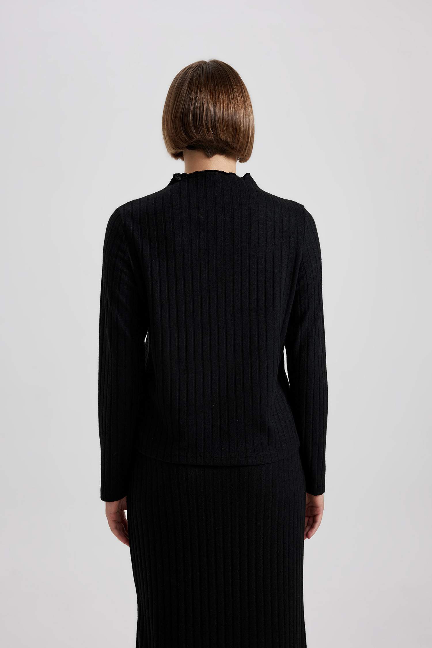 Slim Fit Half Turtleneck Corduroy Long Sleeve T-Shirt