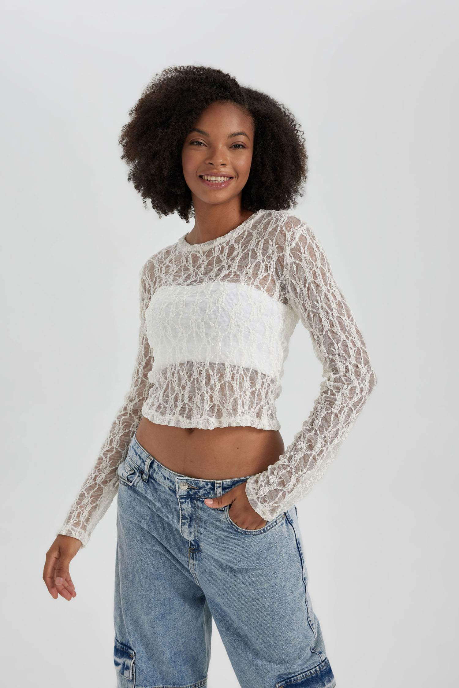 Slim Fit Crew Neck brode Long Sleeve T-Shirt