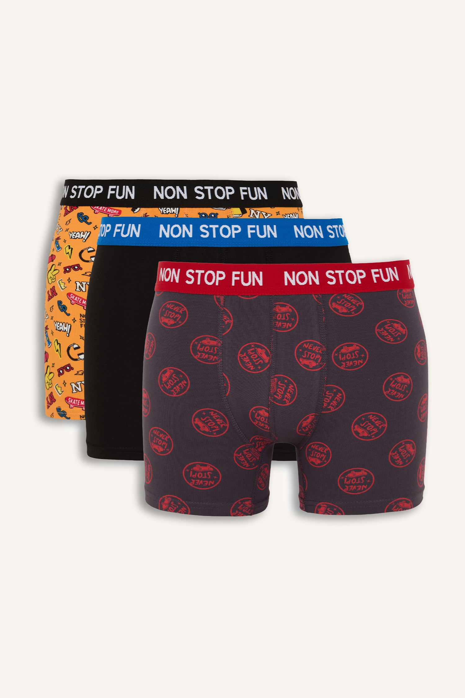 DeFacto Pamuklu Regular Fit Baskılı 3'lü Boxer