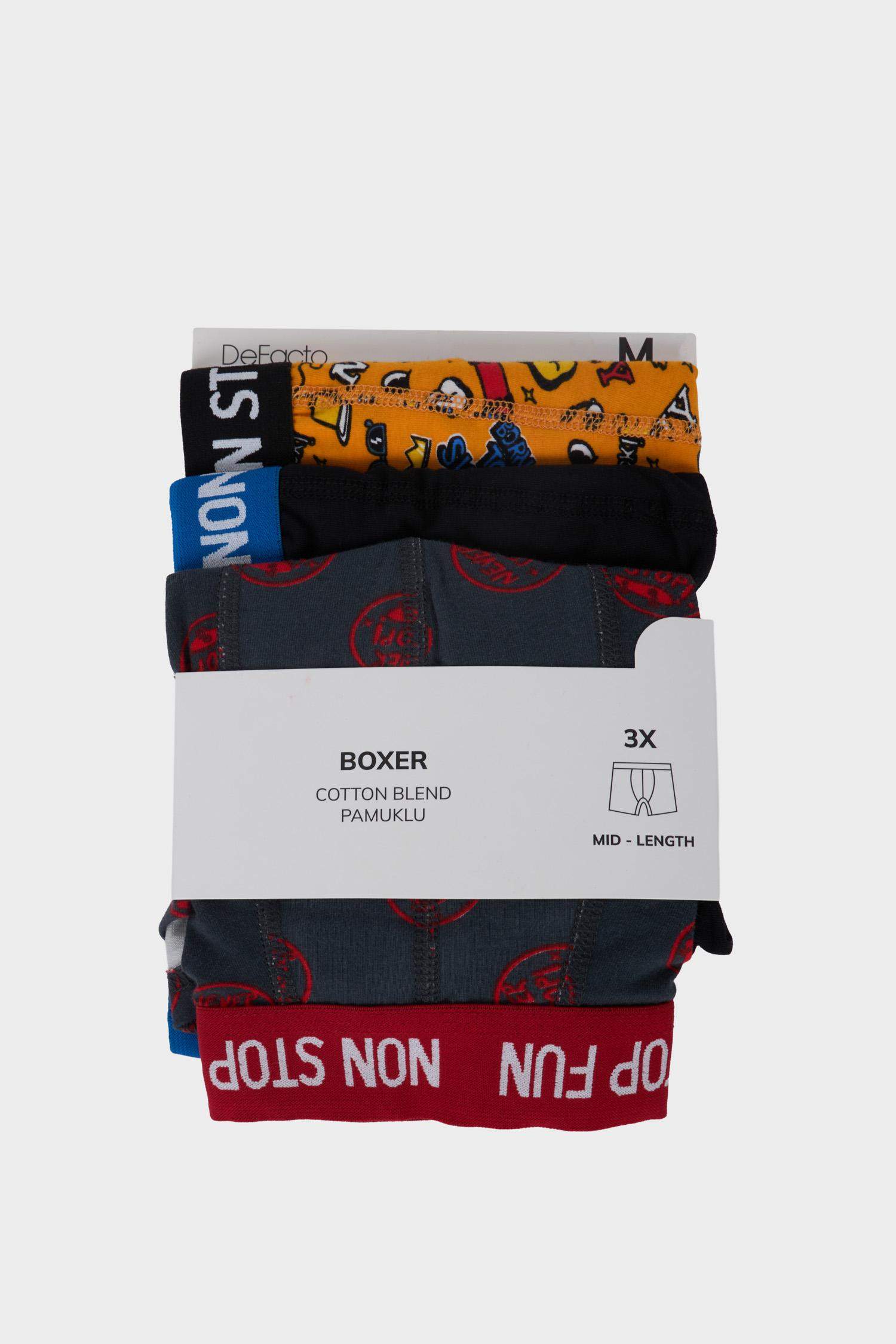 Regular Fıt Desenli 3'lü Boxer