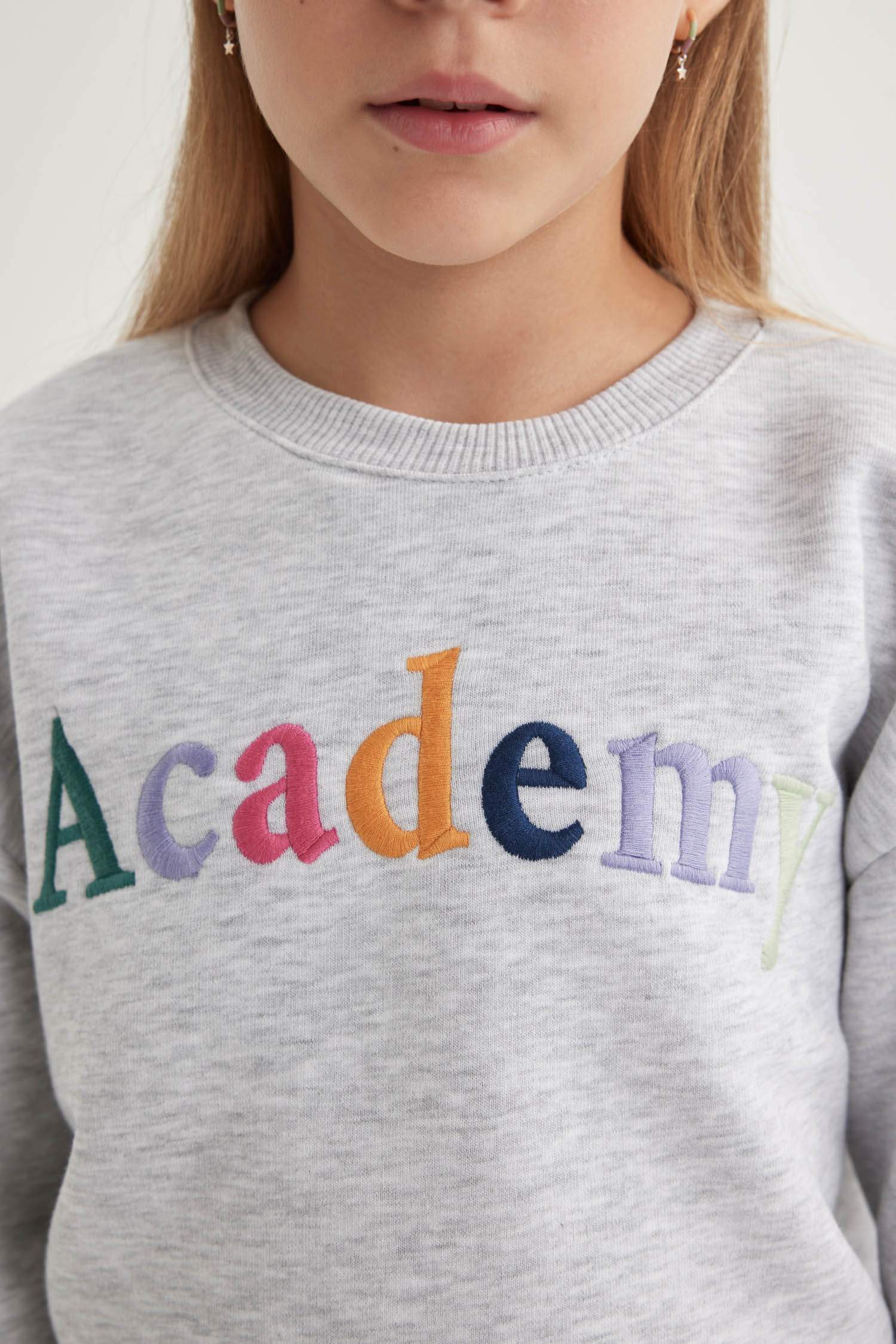 Girl Crew Neck Printed Thick Sweatshirt