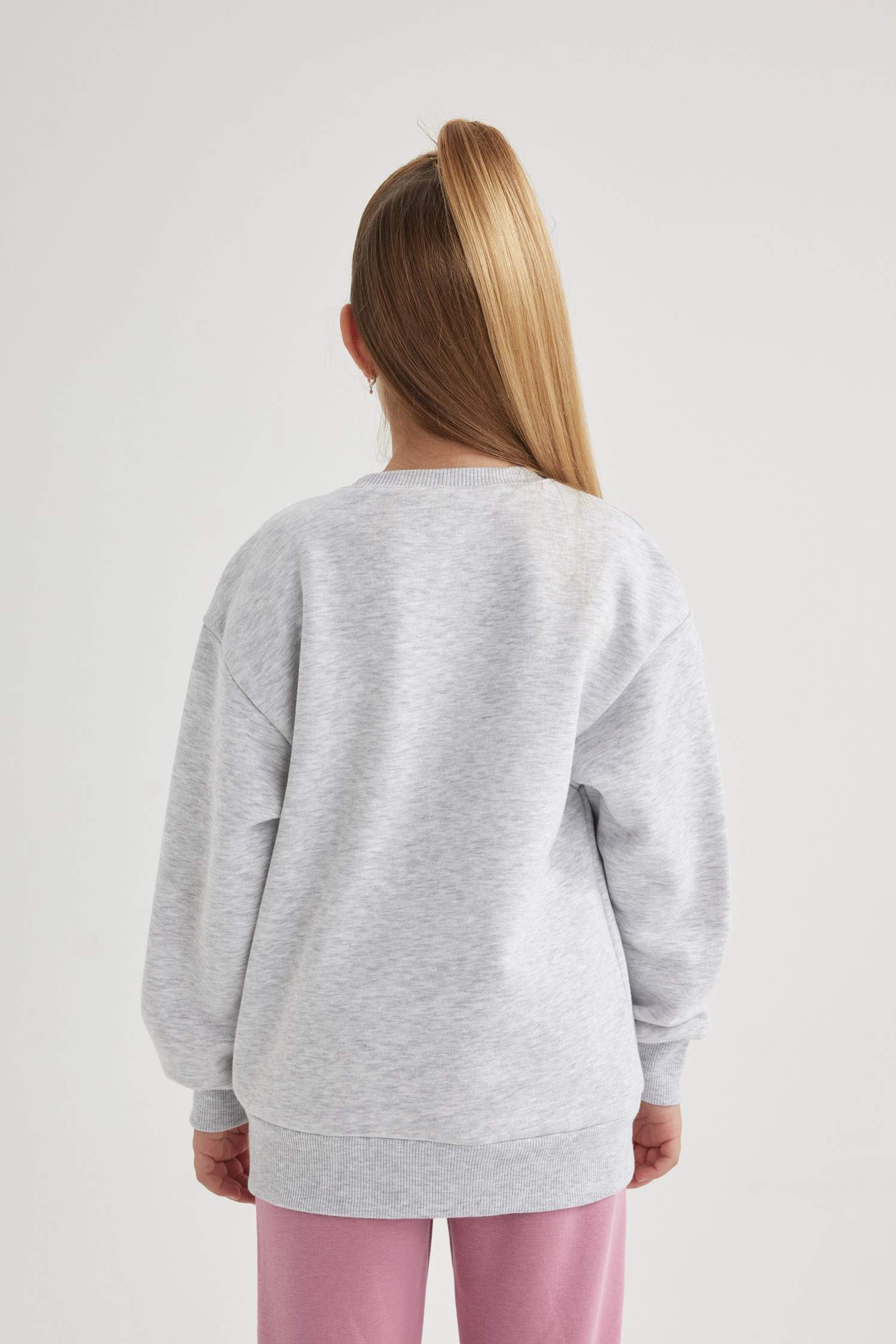 Girl Crew Neck Printed Thick Sweatshirt