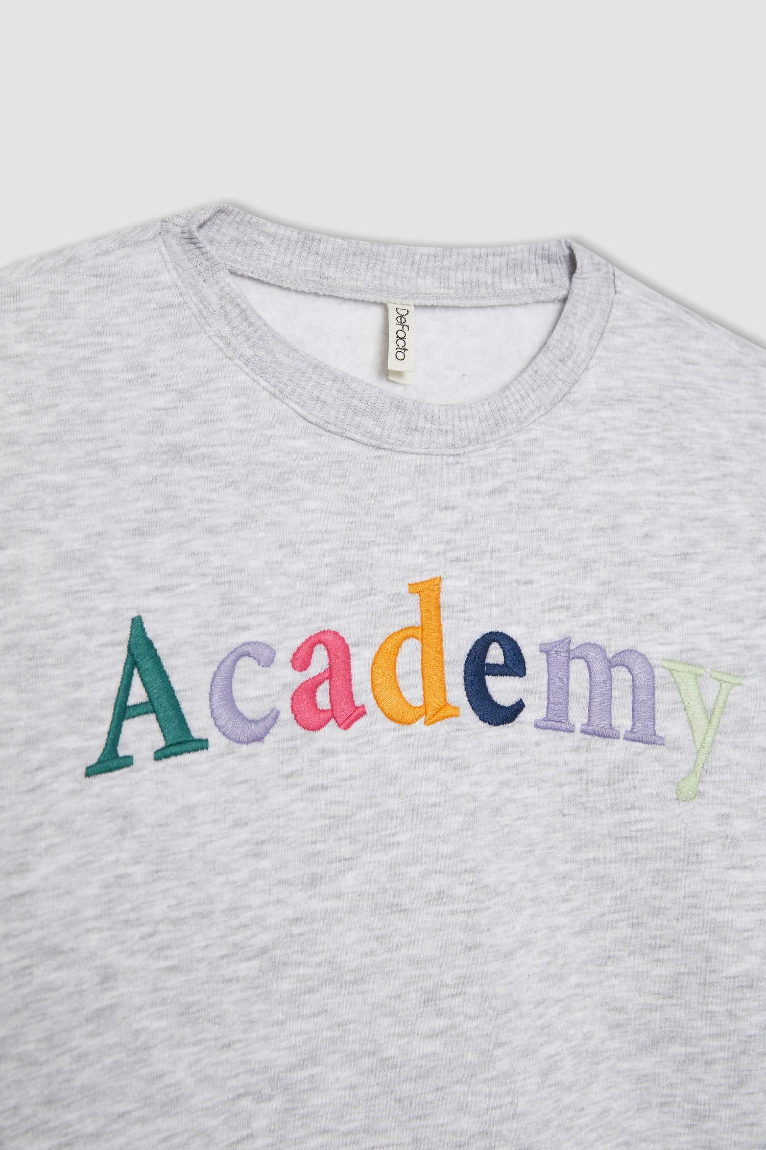 Girl Crew Neck Printed Thick Sweatshirt