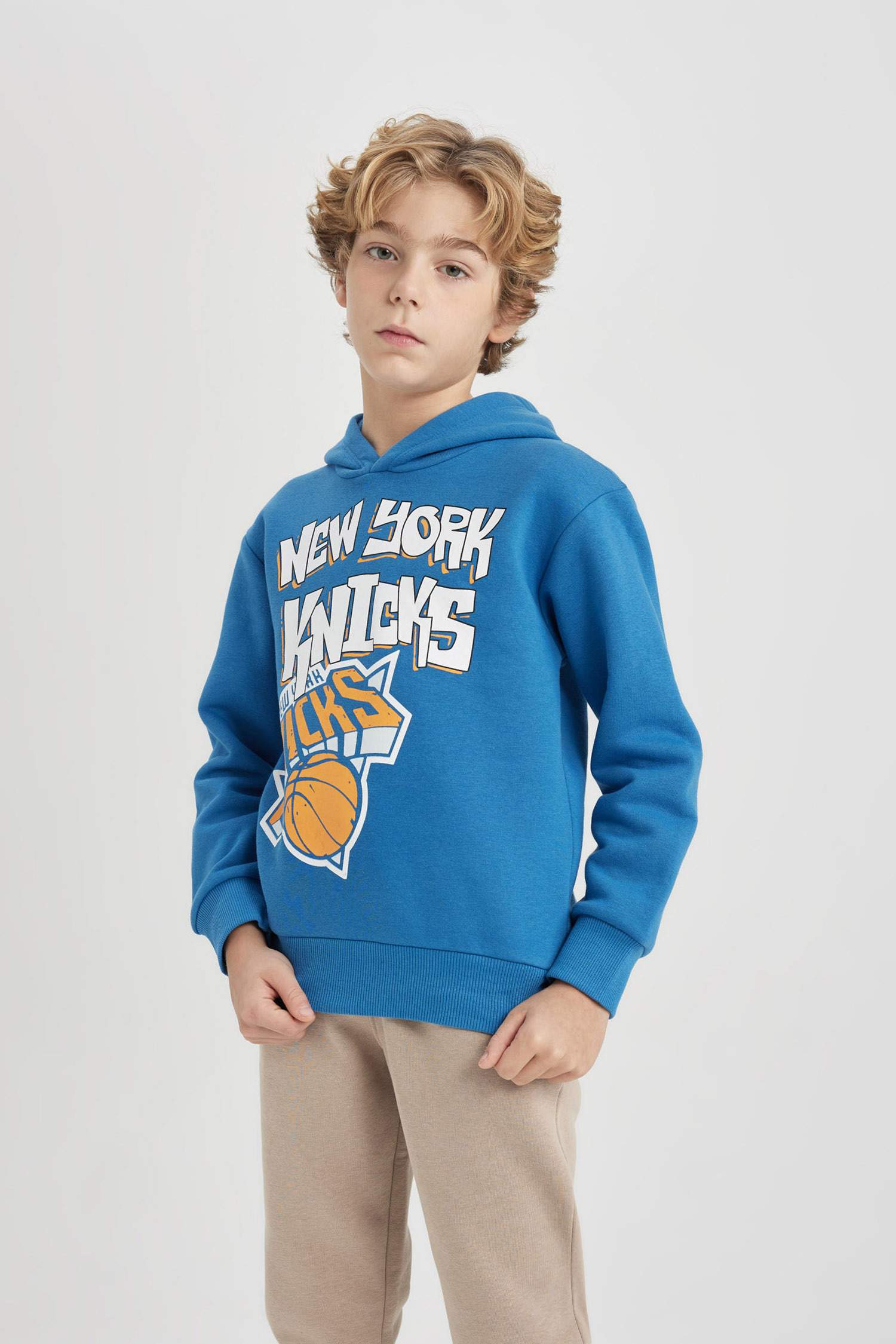 Erkek Çocuk NBA New York Knicks Kapüşonlu Kalın Sweatshirt
