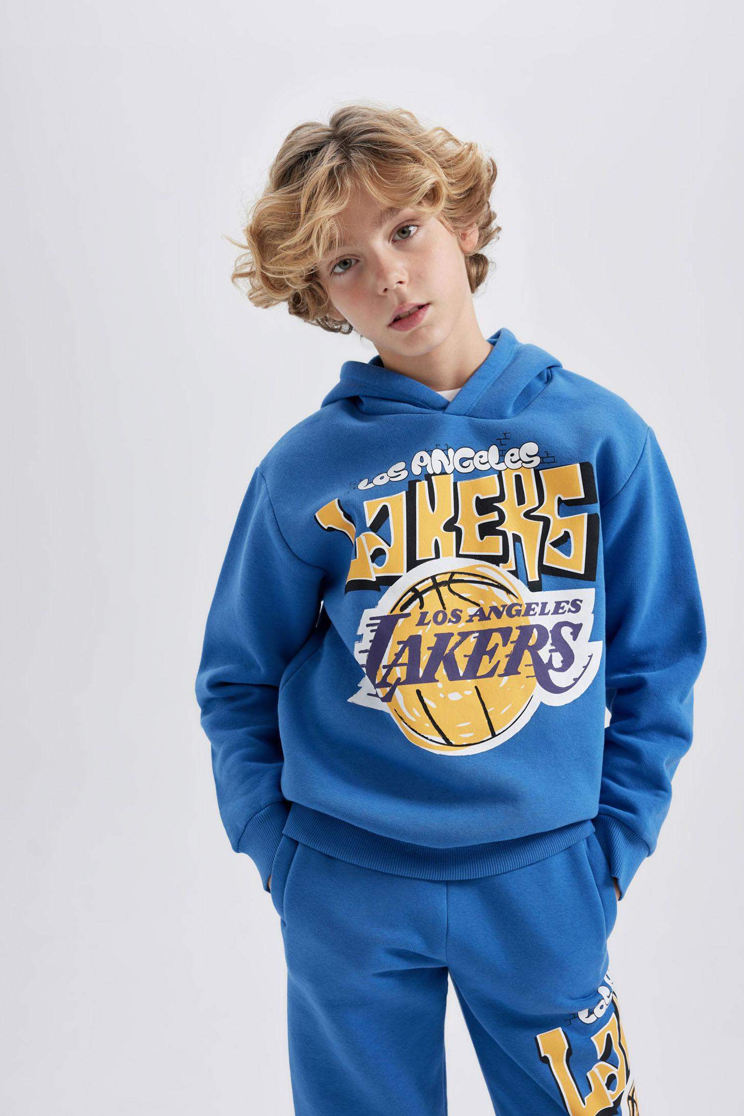 Erkek Çocuk NBA Los Angeles Lakers Kapüşonlu Kalın Sweatshirt