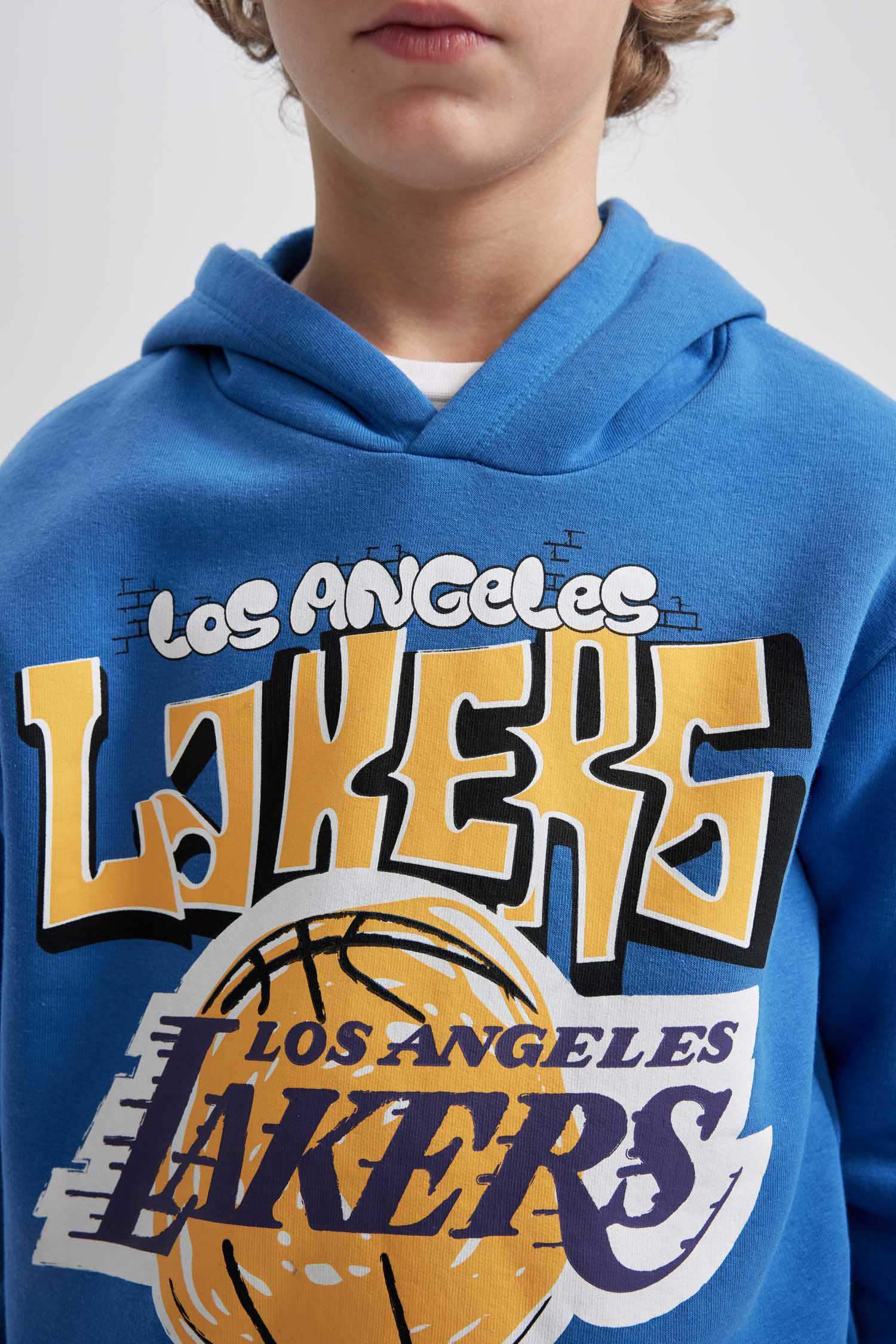 Erkek Çocuk NBA Los Angeles Lakers Kapüşonlu Kalın Sweatshirt