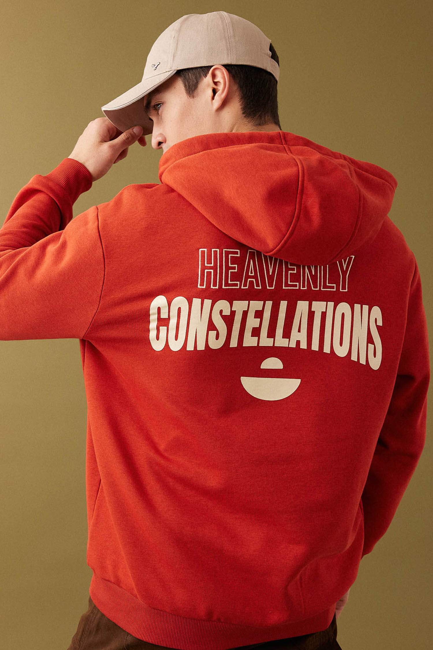 Oversize Geniş Kalıp Kapüşonlu Sırt Baskılı Sweatshirt