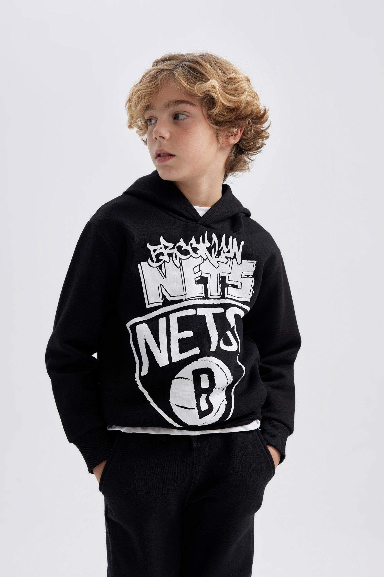 Boy NBA Brooklyn Nets Hooded Thick Sweatshirt