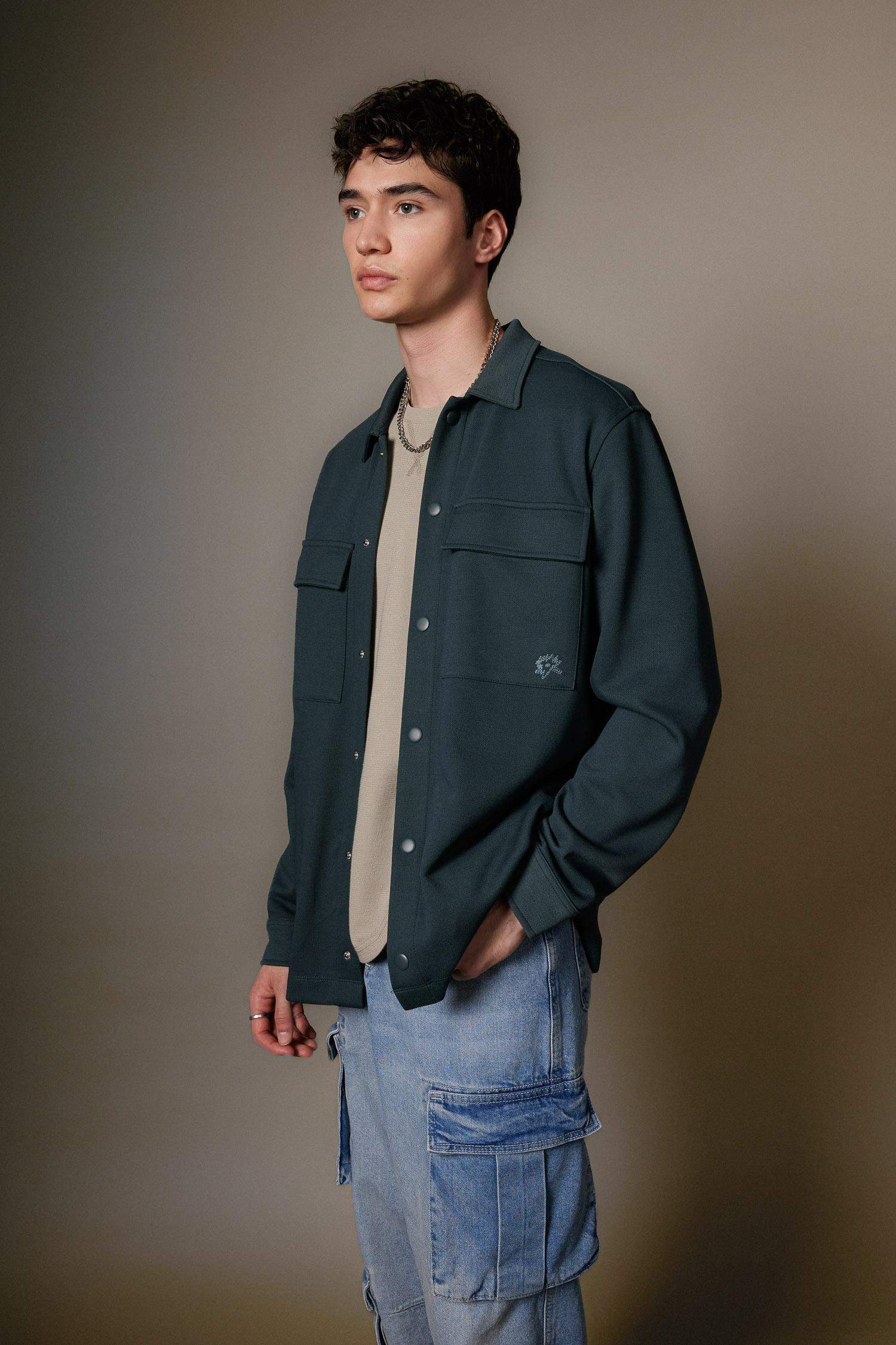 Relax Fit Çıtçıt Kapamalı Uzun Kollu Gömlek