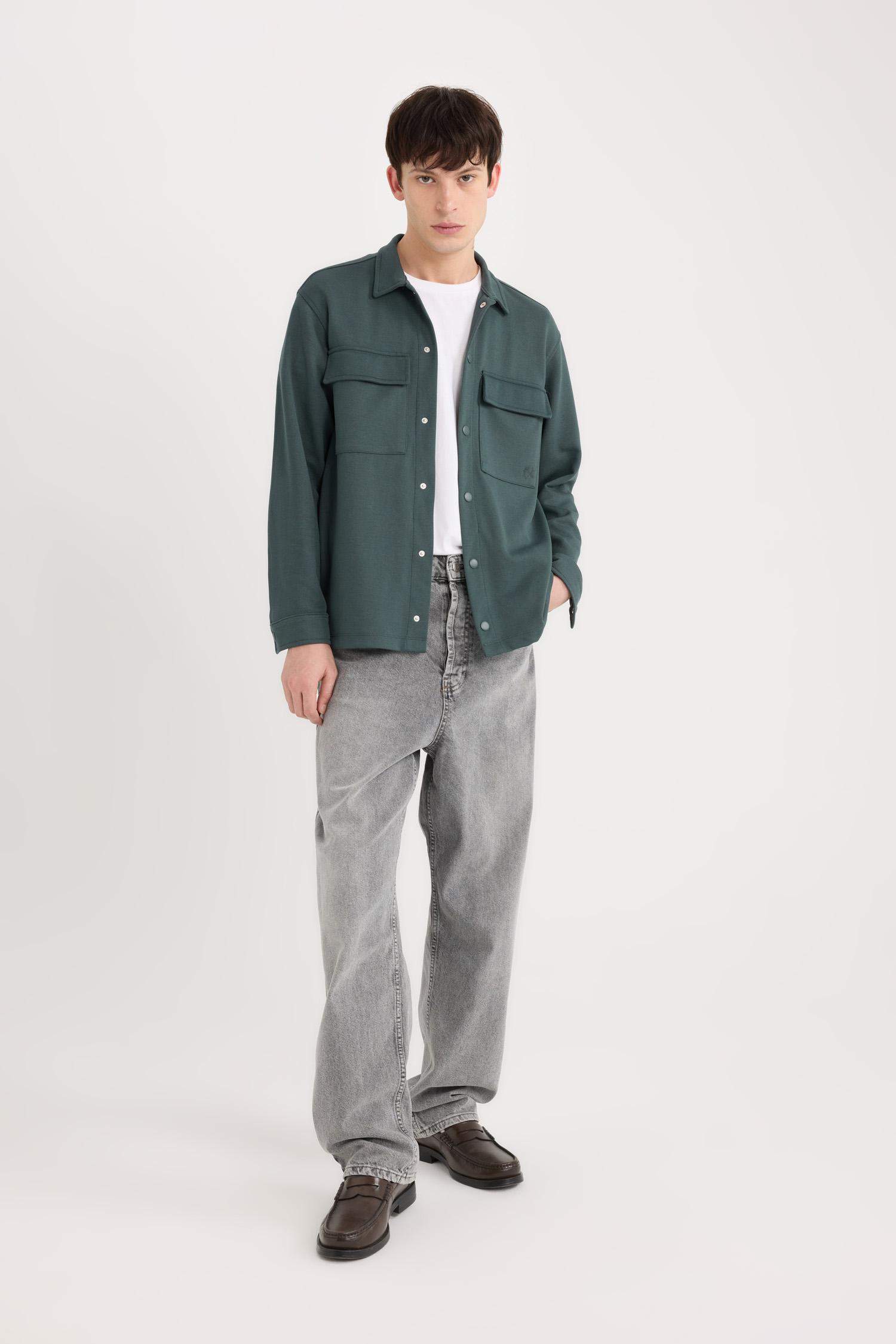 Relax Fit Çıtçıt Kapamalı Uzun Kollu Gömlek