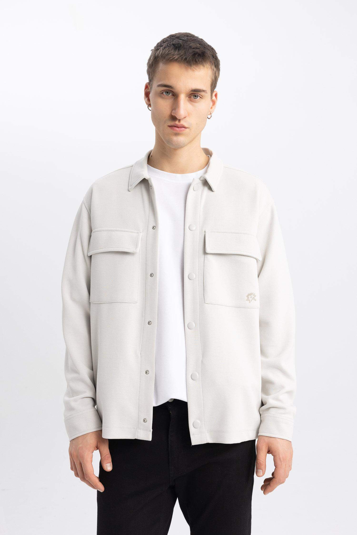 Relax Fit Çıtçıt Kapamalı Uzun Kollu Gömlek