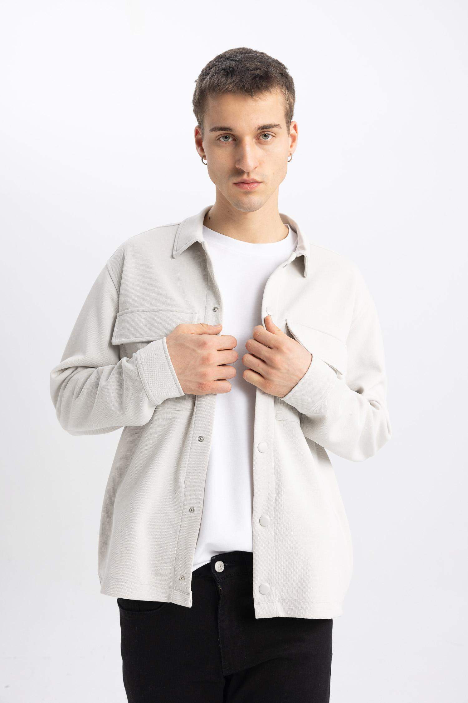 Relax Fit Çıtçıt Kapamalı Uzun Kollu Gömlek