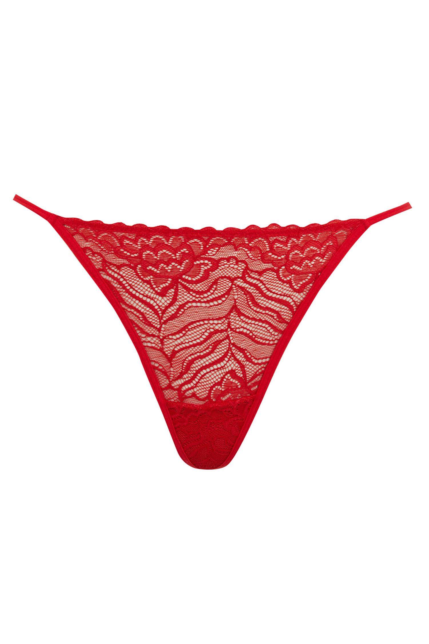 Slip String dentelle de Noël Rouge Pour Femme de Fall In Love