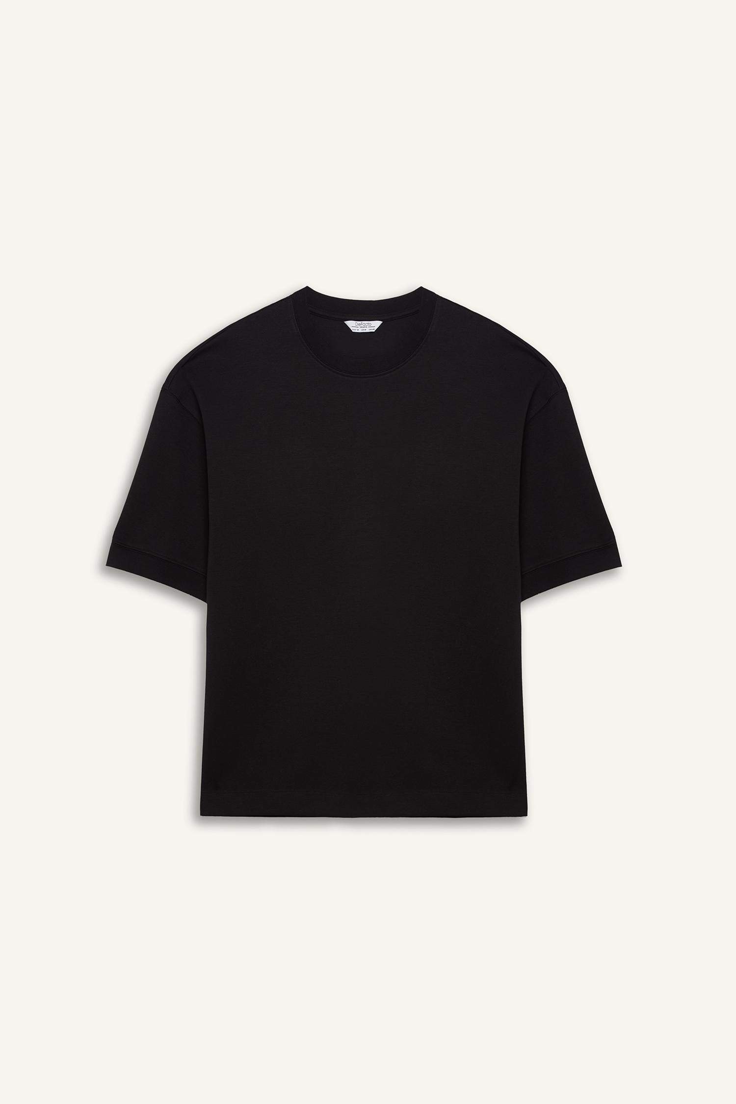 Loose Fit Rahat Kesim Bisiklet Yaka Ağır Kumaş Basic Düz Kısa Kollu Tişört