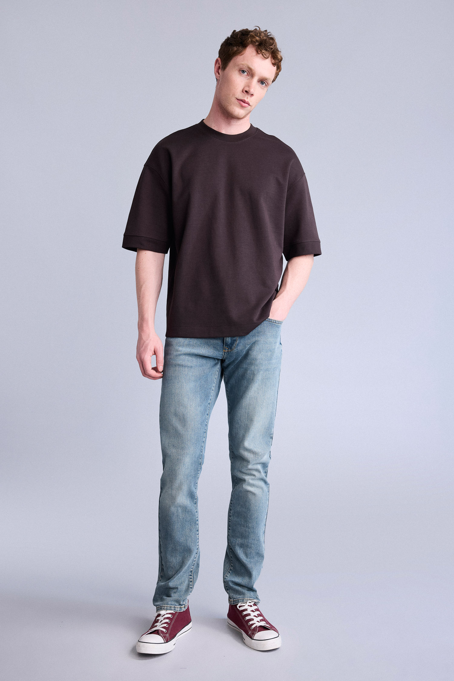DeFacto Nefes Alabilir Loose Fit Kısa Kollu Basic Tişört görsel 2