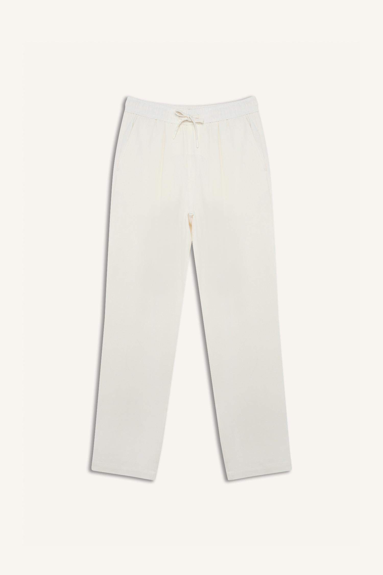 Yazlık Viskon Jogger Pantolon Regular Fit Normal Kesim Keten Karışımlı Düz Paça Cepli