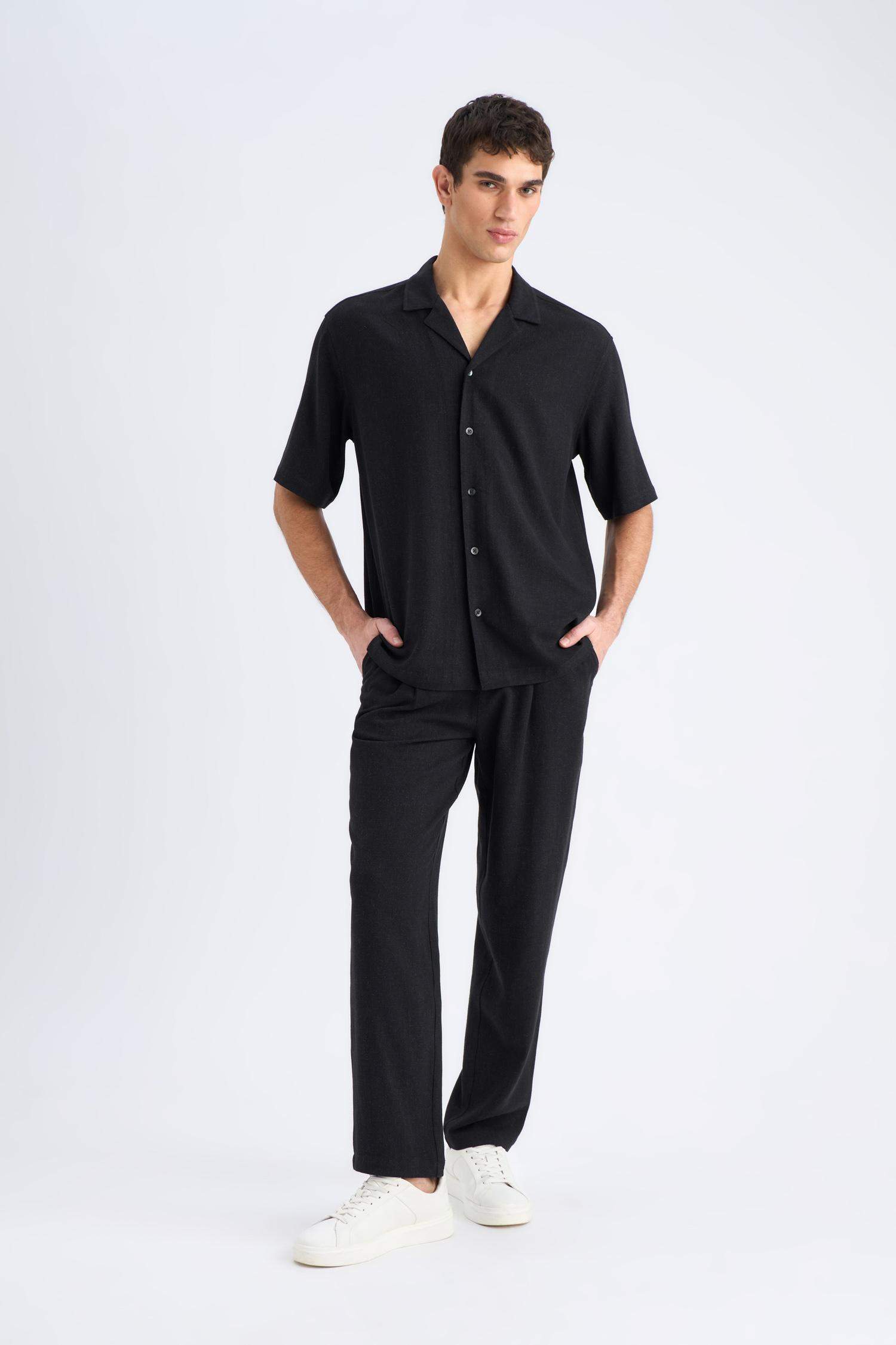 Летние вискозные джоггеры, Regular Fit, прямые брюки с карманами, из льняной смеси