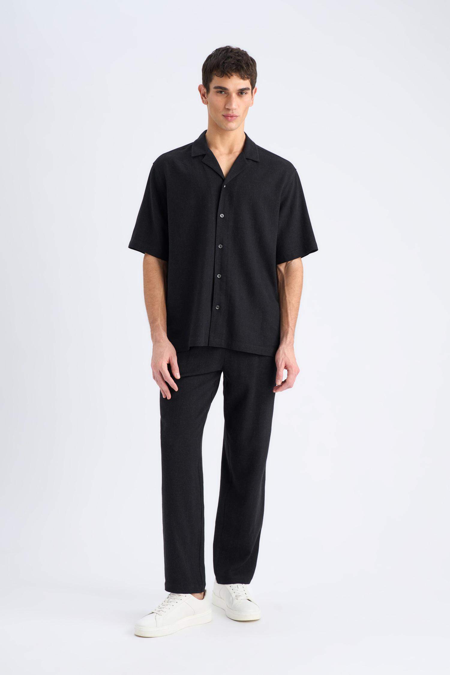 Летние вискозные джоггеры, Regular Fit, прямые брюки с карманами, из льняной смеси