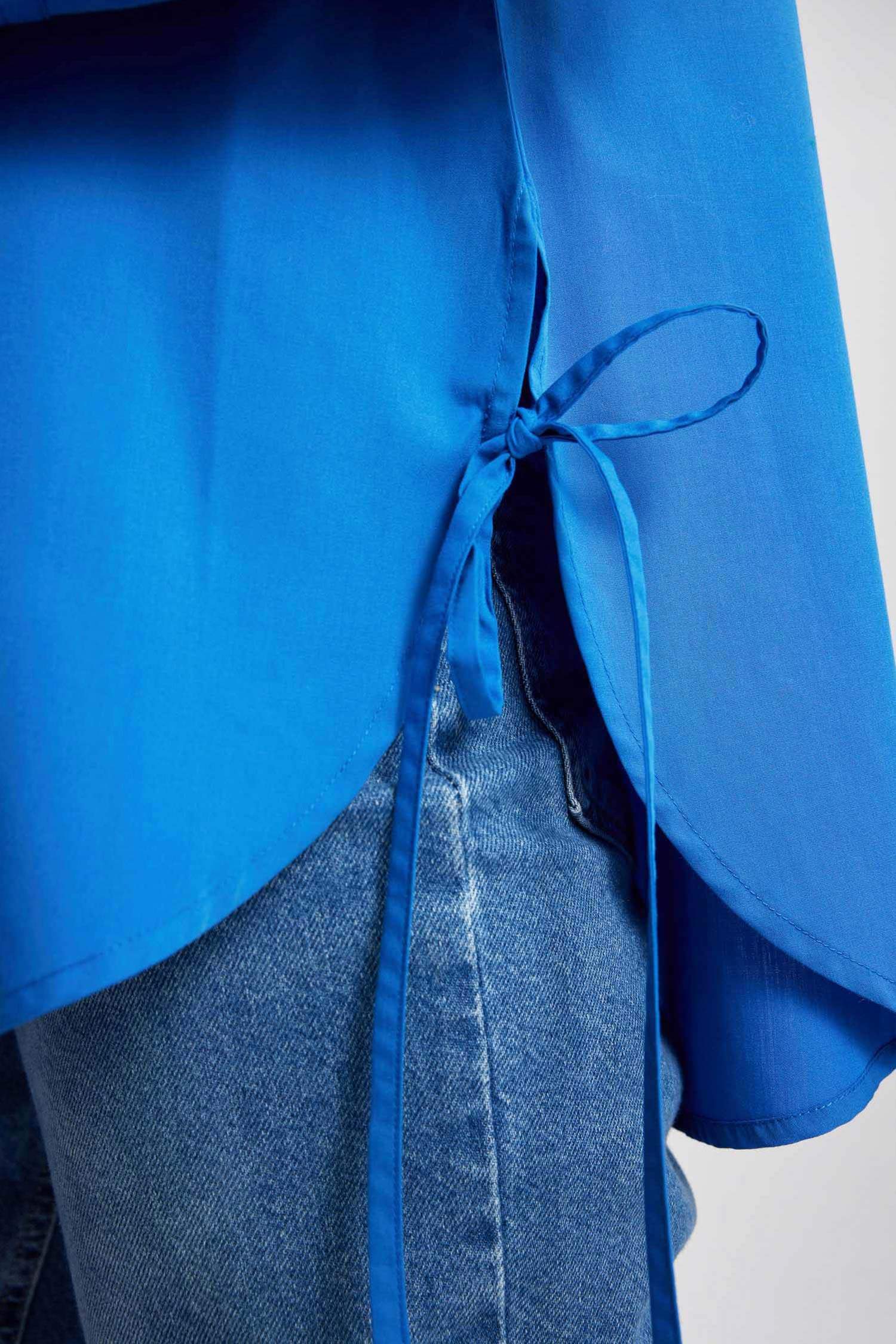 жейде мойыны поплин Ұзын Жеңді Туника