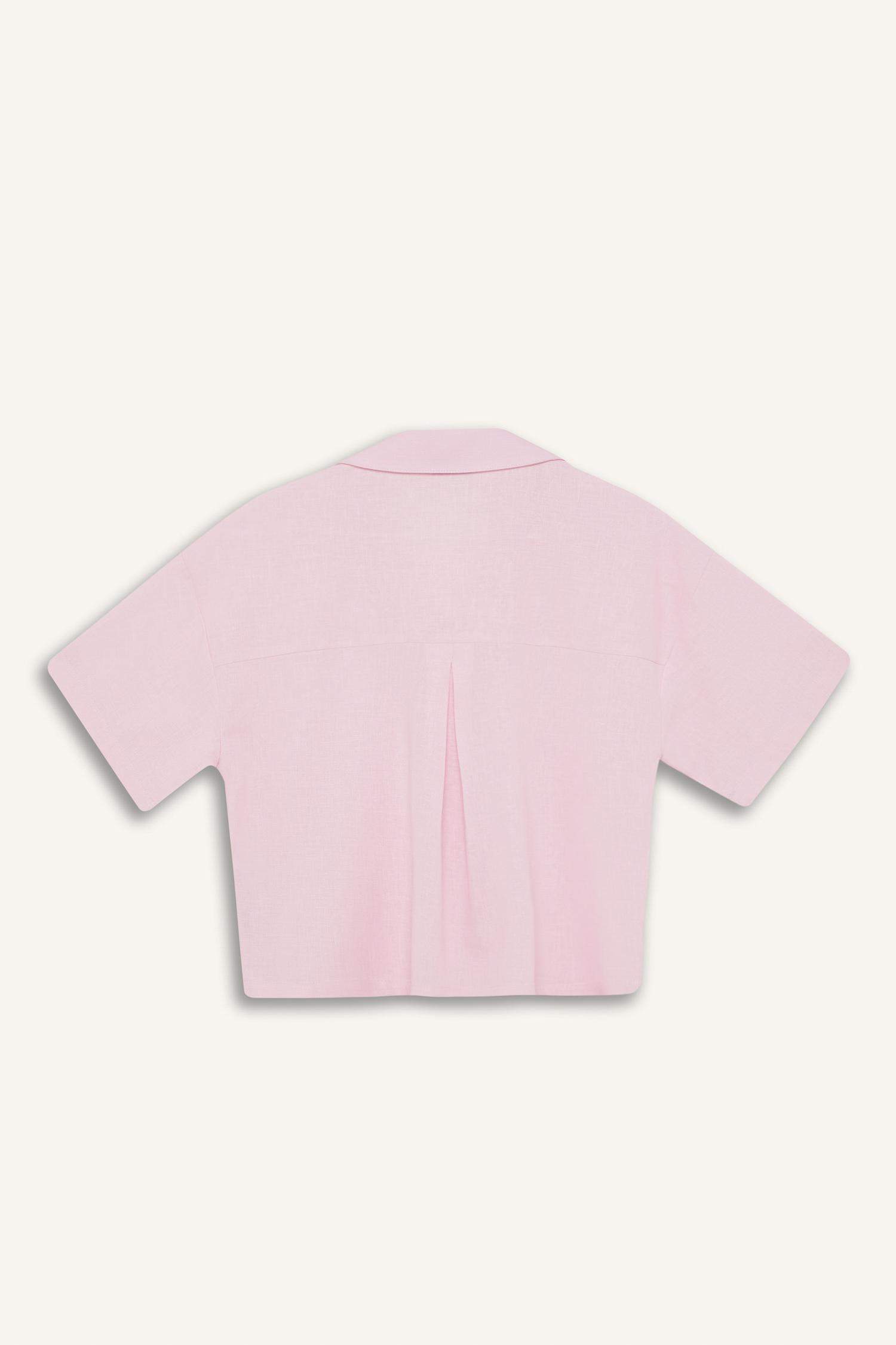 قميص نص كم اوفر سايز من كتان