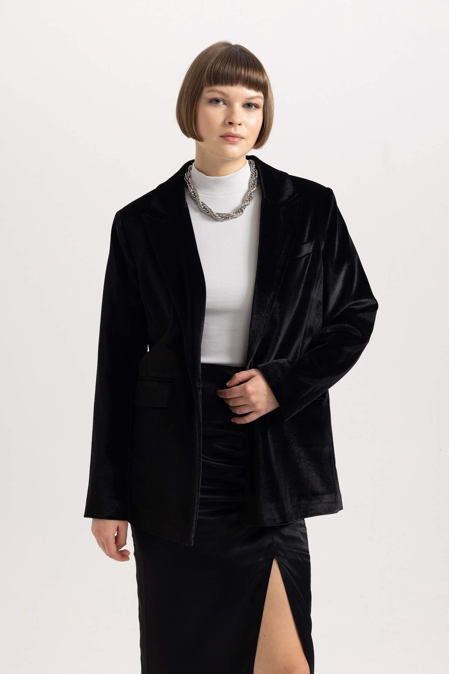 Blazer Velours Noir Femme