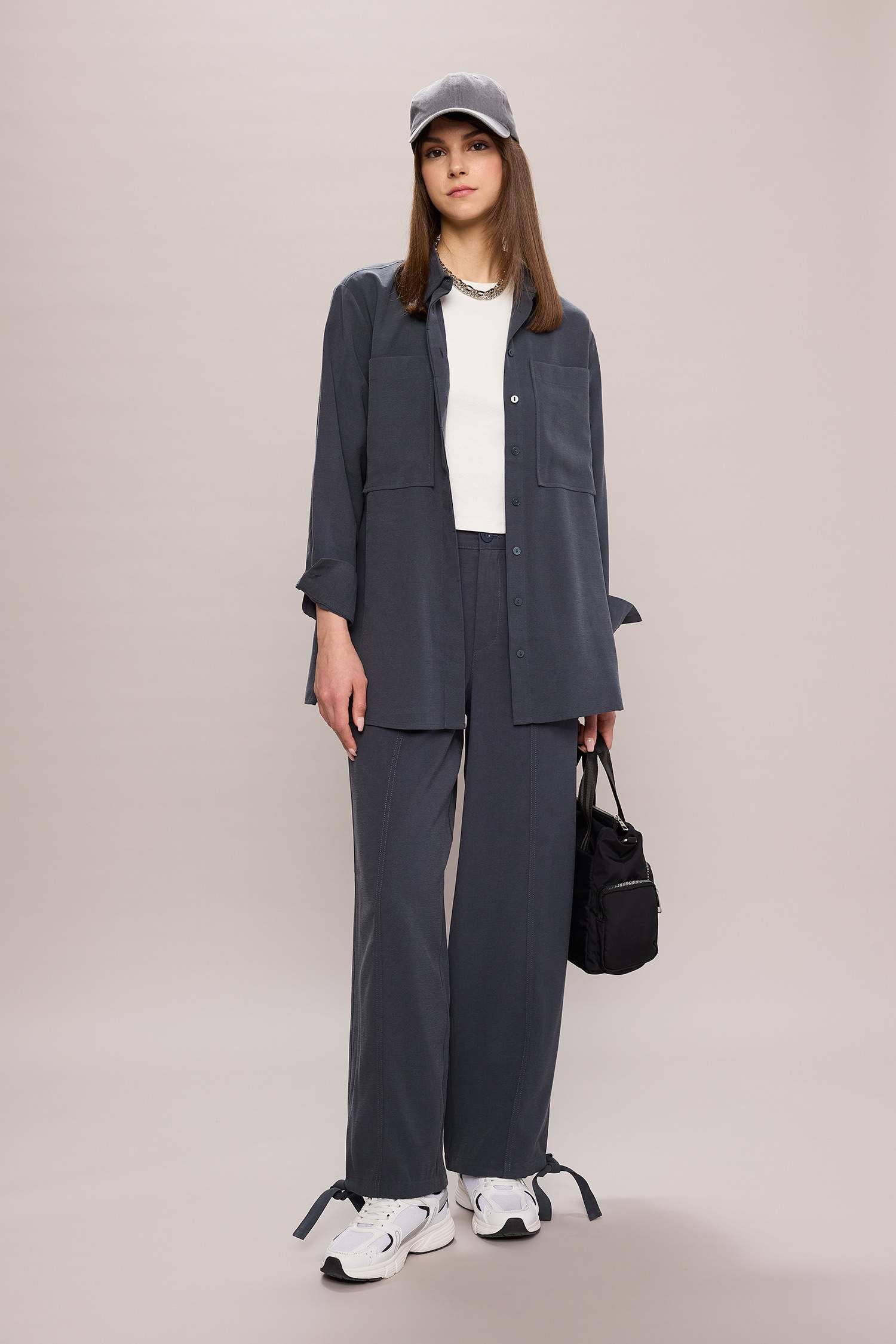 Regular Fit Shirt Collar Long Sleeve Tunic